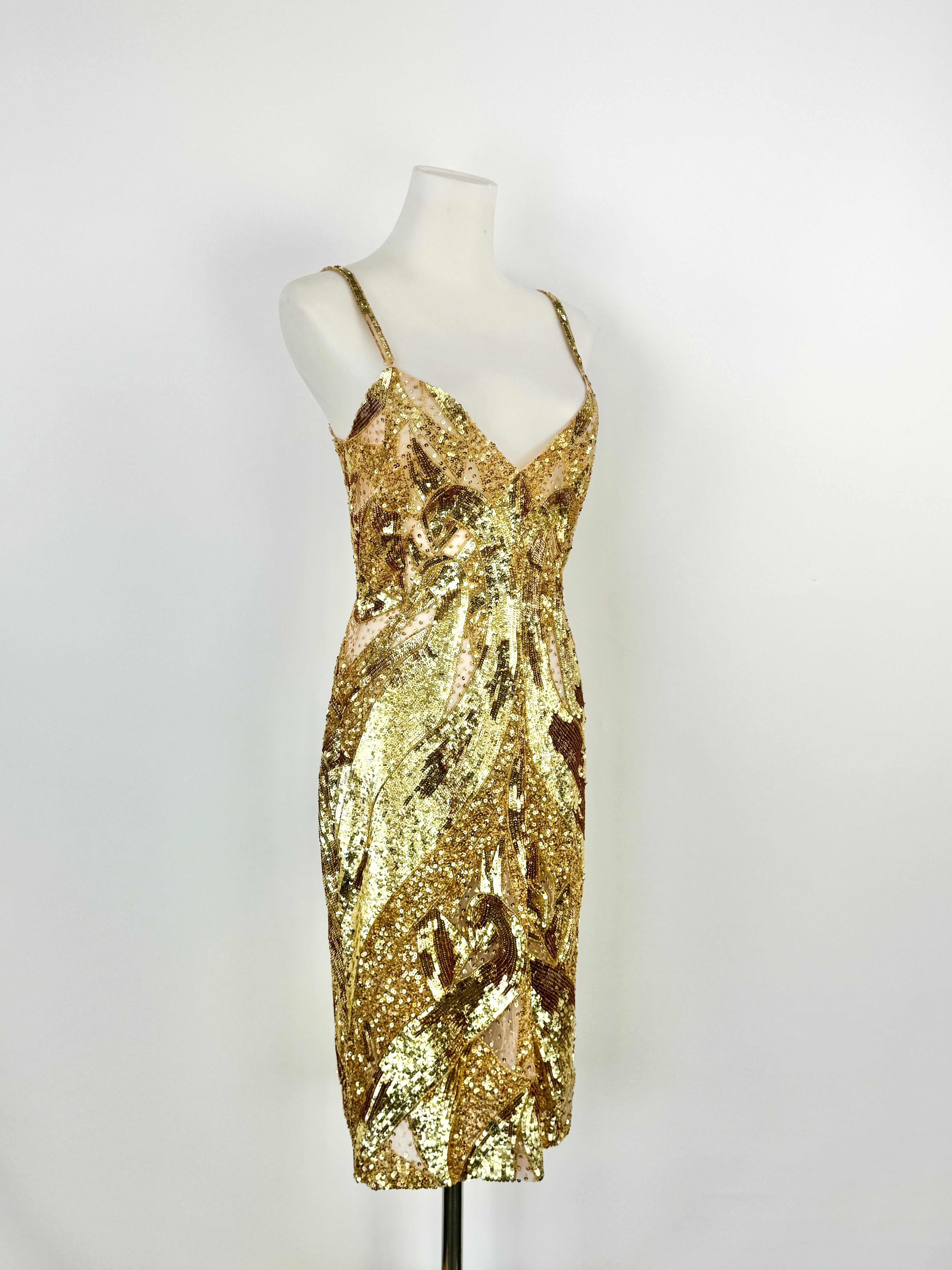 Belluccio Gold Sequinned Midi Dress - AU10