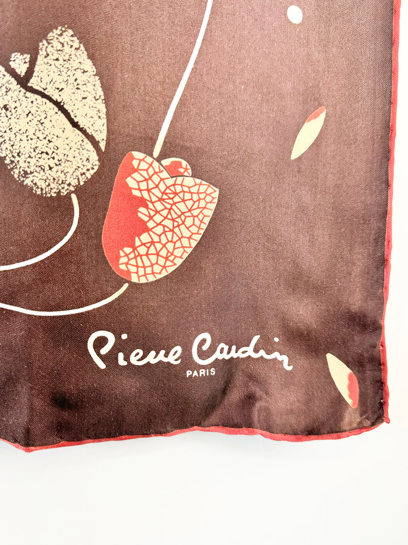 Vintage Pierre Cardin Dark Chocolate Silk Scarf