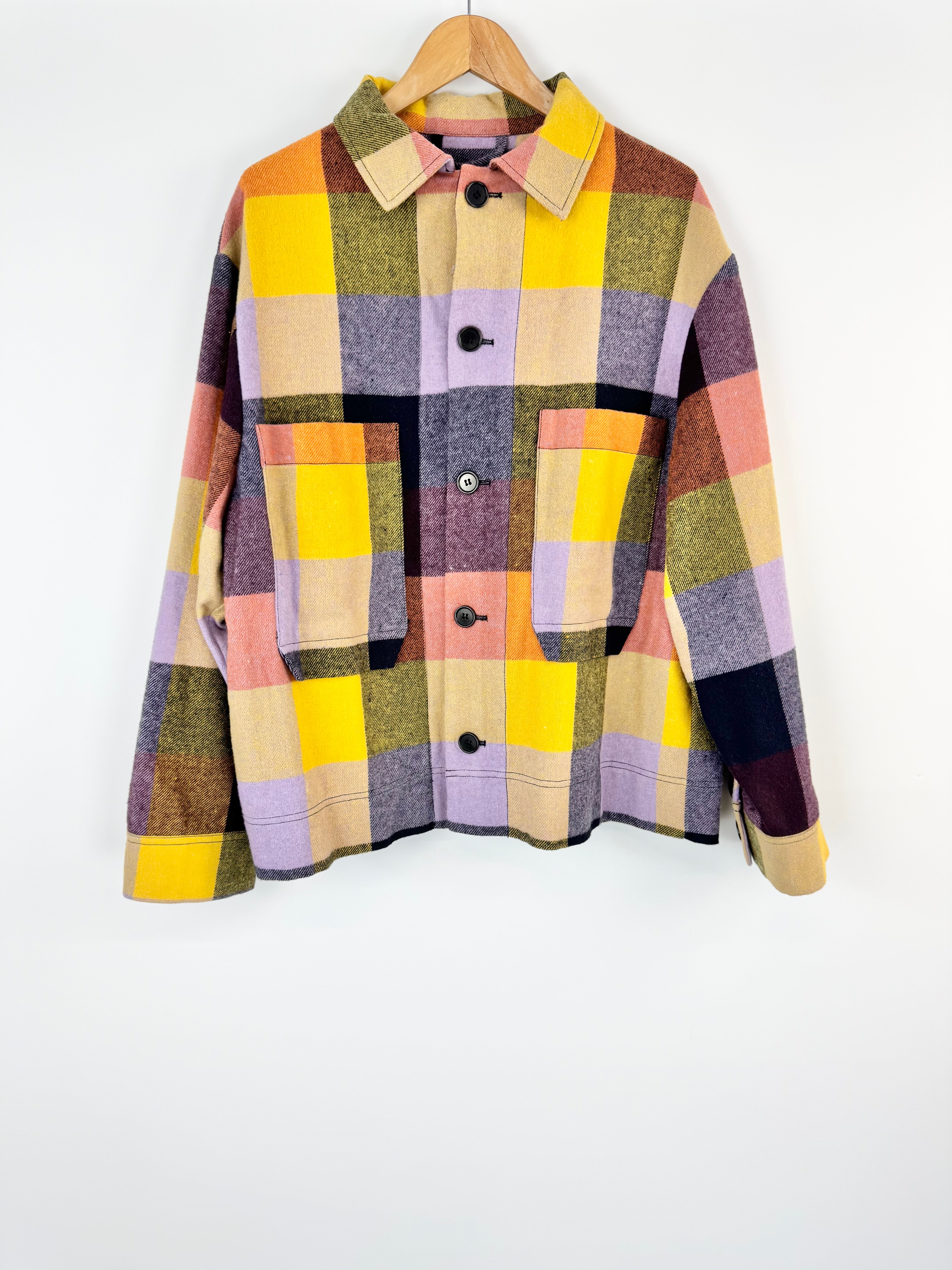 Henrik Vibskov 'Lamington Yellow Lavender Orange' Wool Coat - M