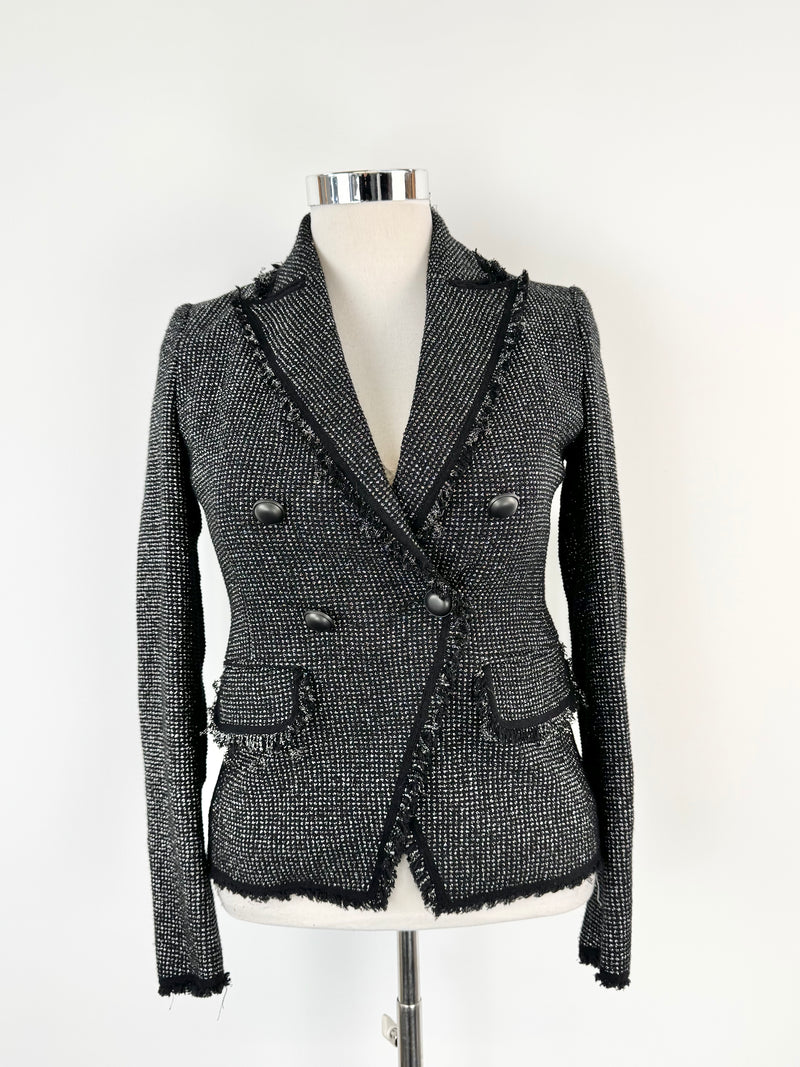 Veronica Beard Black & Silver Woven Blazer - AU12