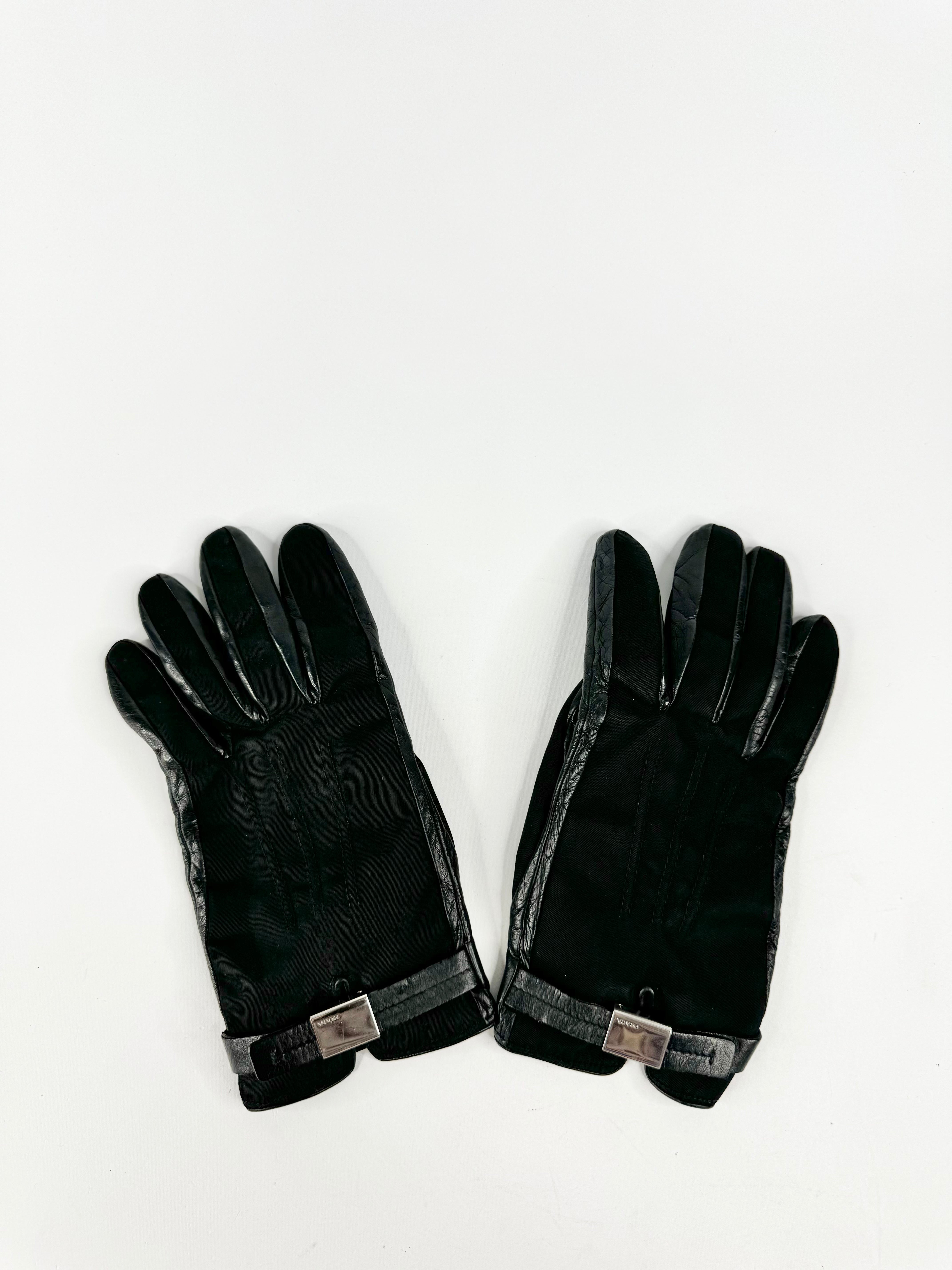 Prada Black Leather Gloves