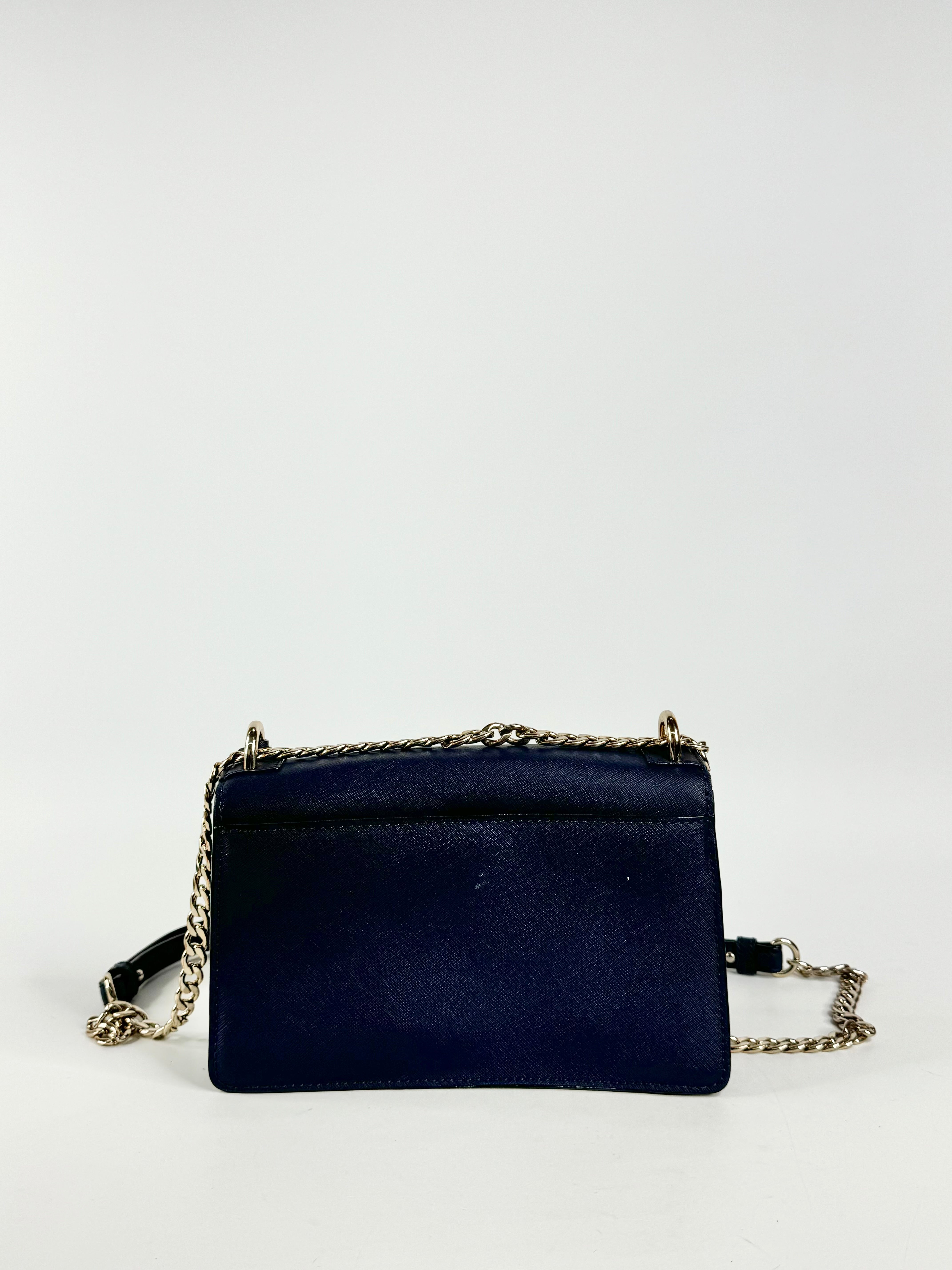Oroton Navy Blue Cuban Chain Cross Body Bag