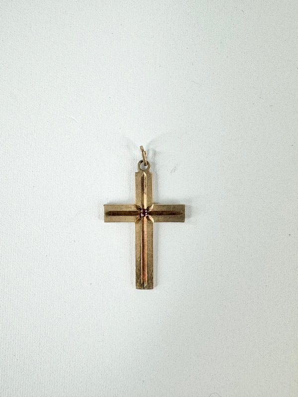 9ct Gold & Ruby Crucifix Pendant