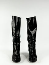 Wonders Black Chain Embellished Calf Boots - EU40