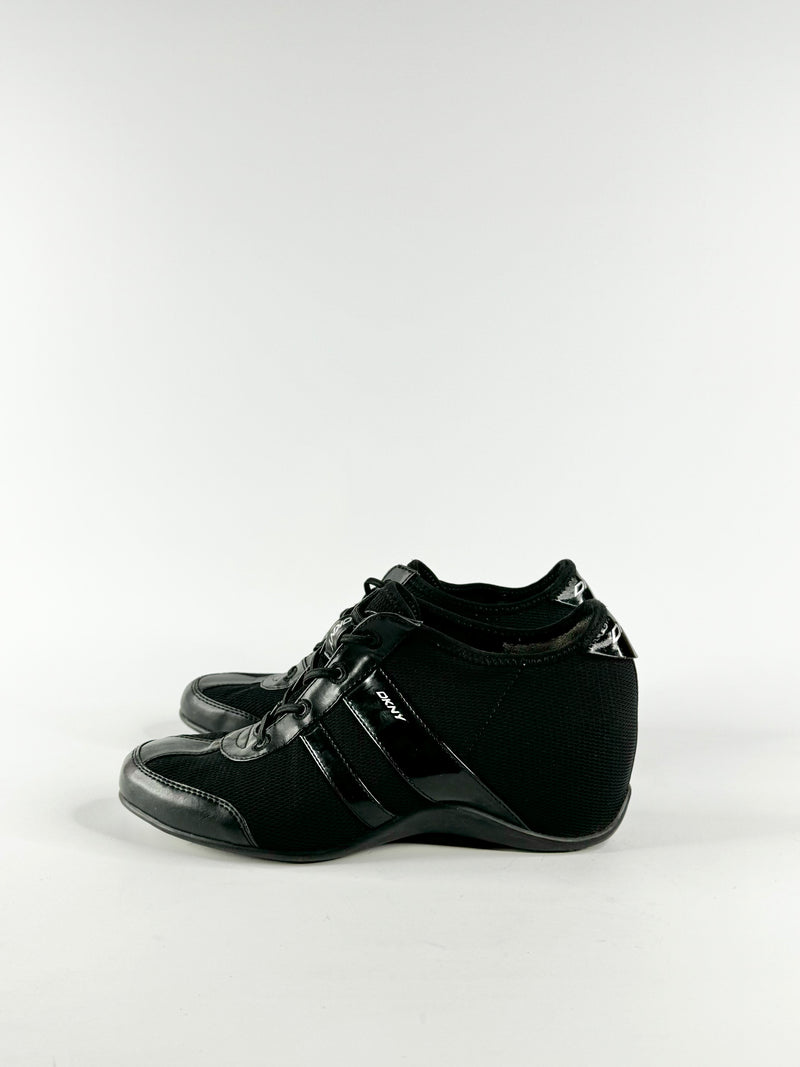 DKNY Black Mesh & Leather Sneakers - EU38