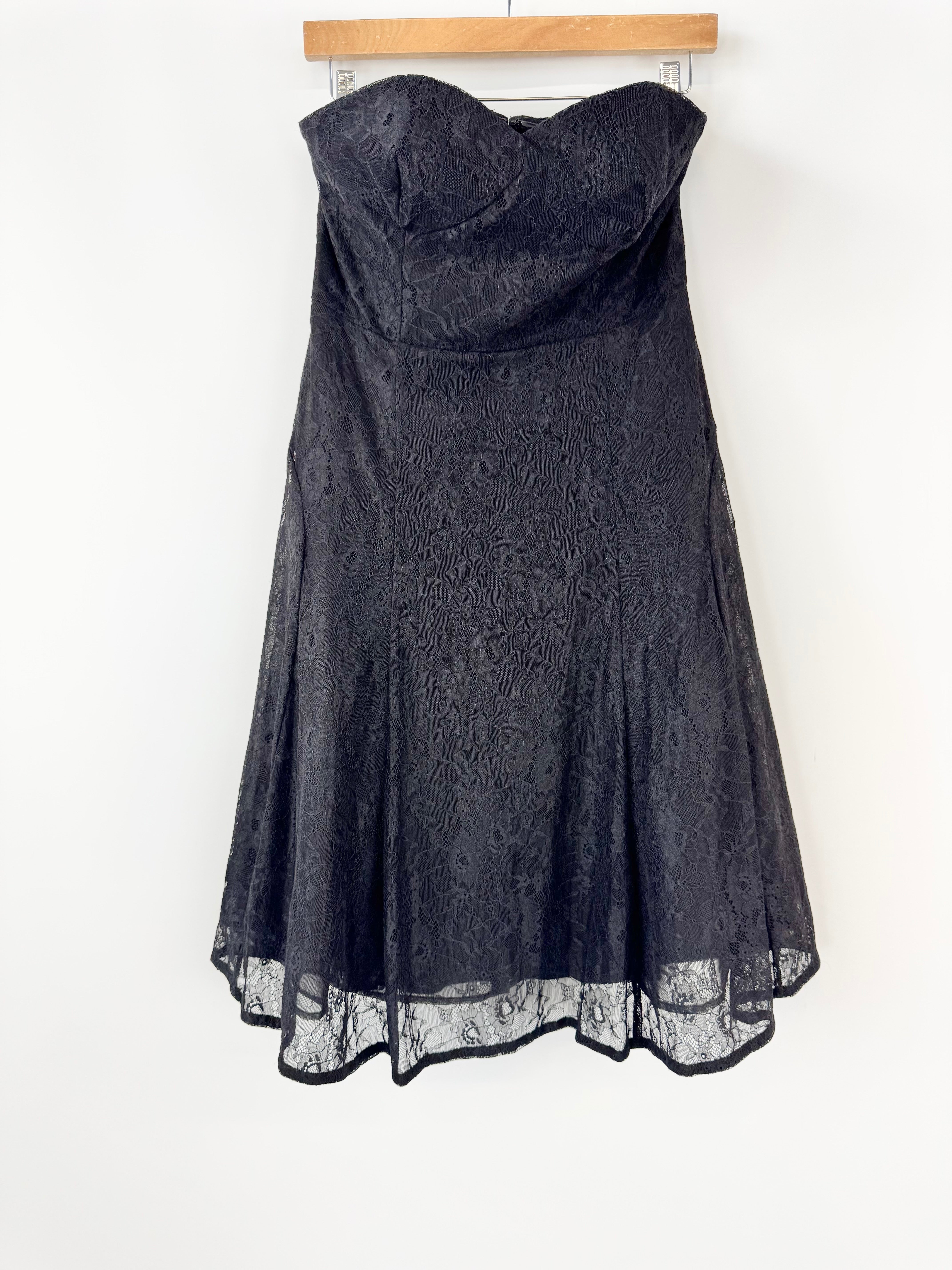 Alannah Hill Black Lace Strapless Dress - AU10
