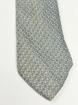 Vintage 90s Charvet Metallic Grey & Yellow Patterned Silk Tie