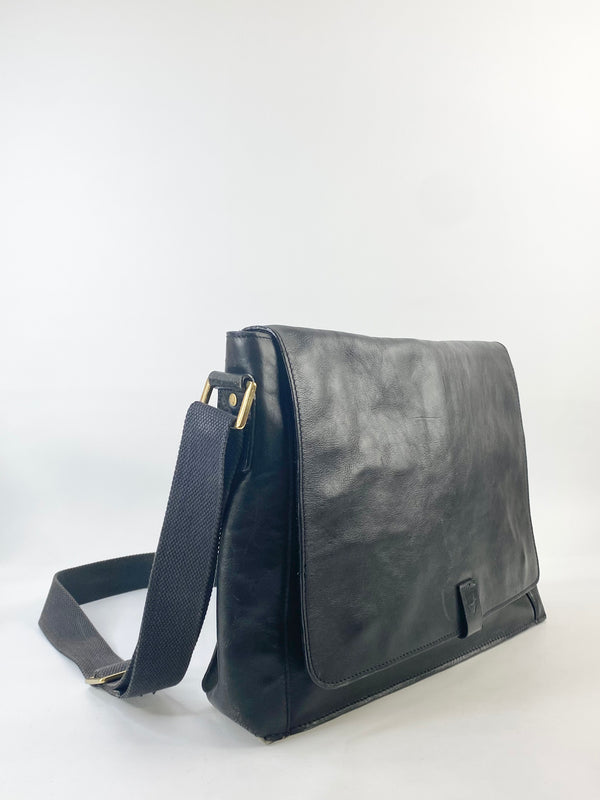 Hidesign Black Leather Laptop Bag