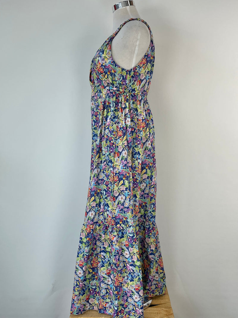 Liberty London x Sportscraft Navy Blue Floral Print 'Proposal' Midi Dress - AU14