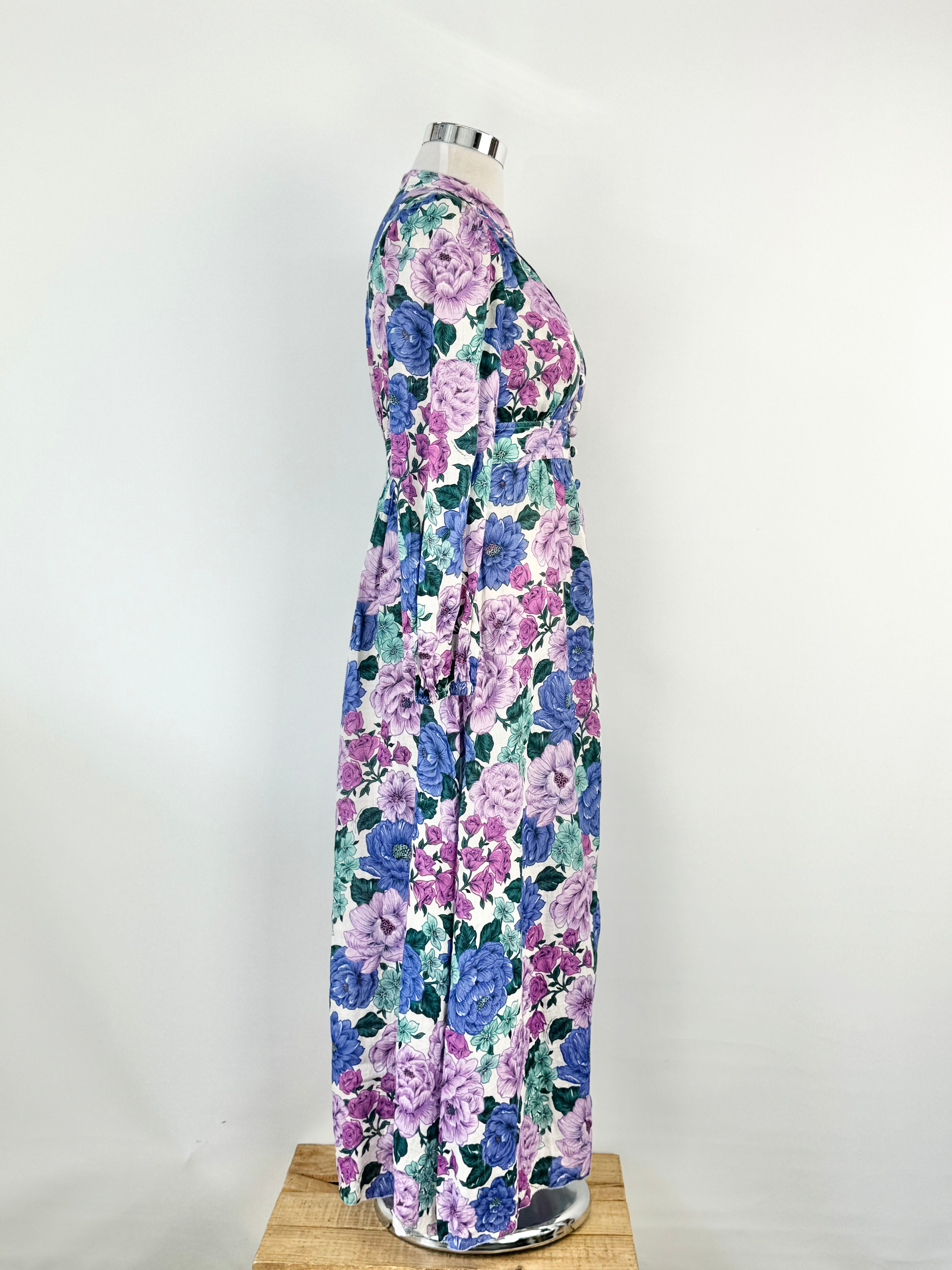 Zimmermann Purple & Blue Peony Pattern Linen Dress - AU12
