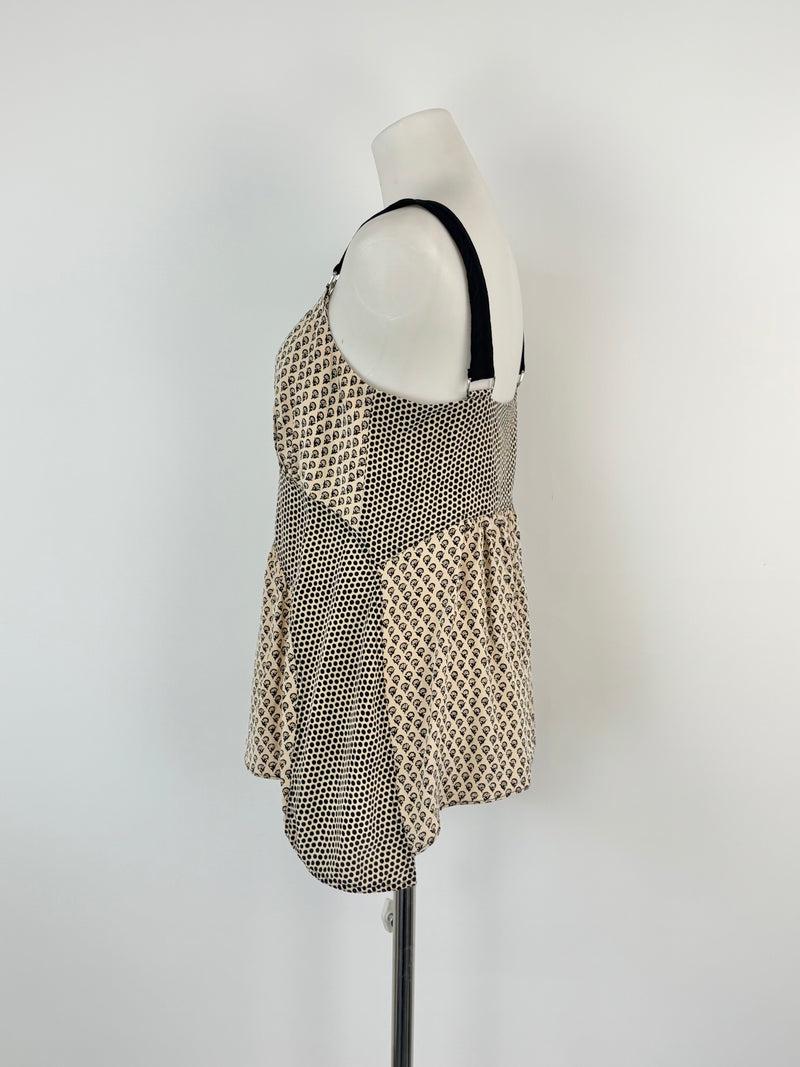 Proenza Schouler Taupe & Black Patterned Silk Top - AU6