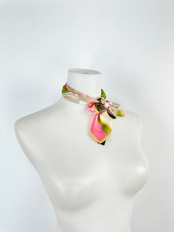 Coach Lime Green & Pink Monogram Scarf