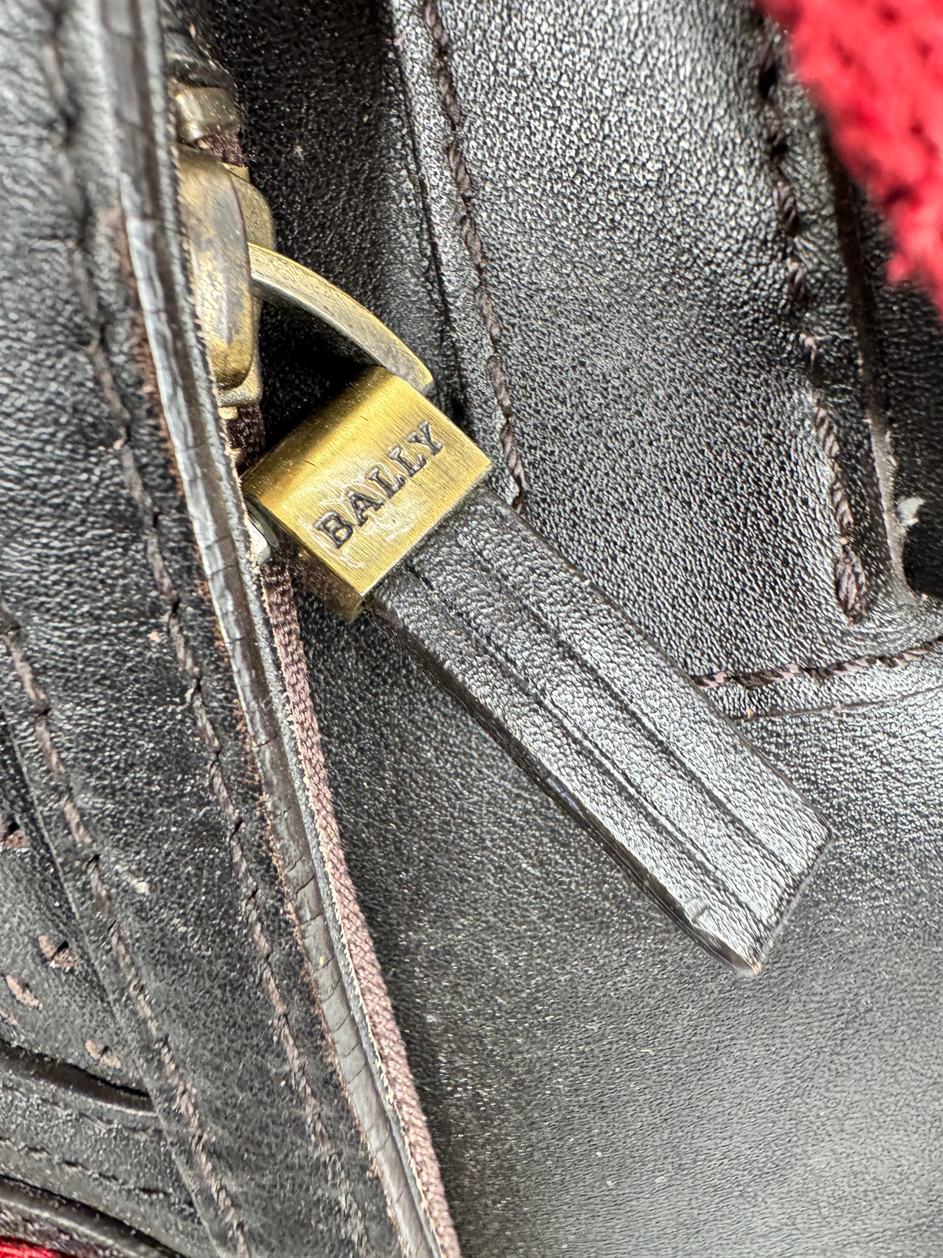 Bally Black Pinhole Patterned Leather Messenger Bag