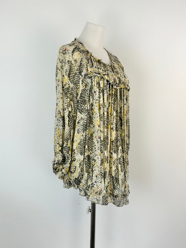 Isabel Marant Ruffled & Pleated Silk Blouse - AU8/10