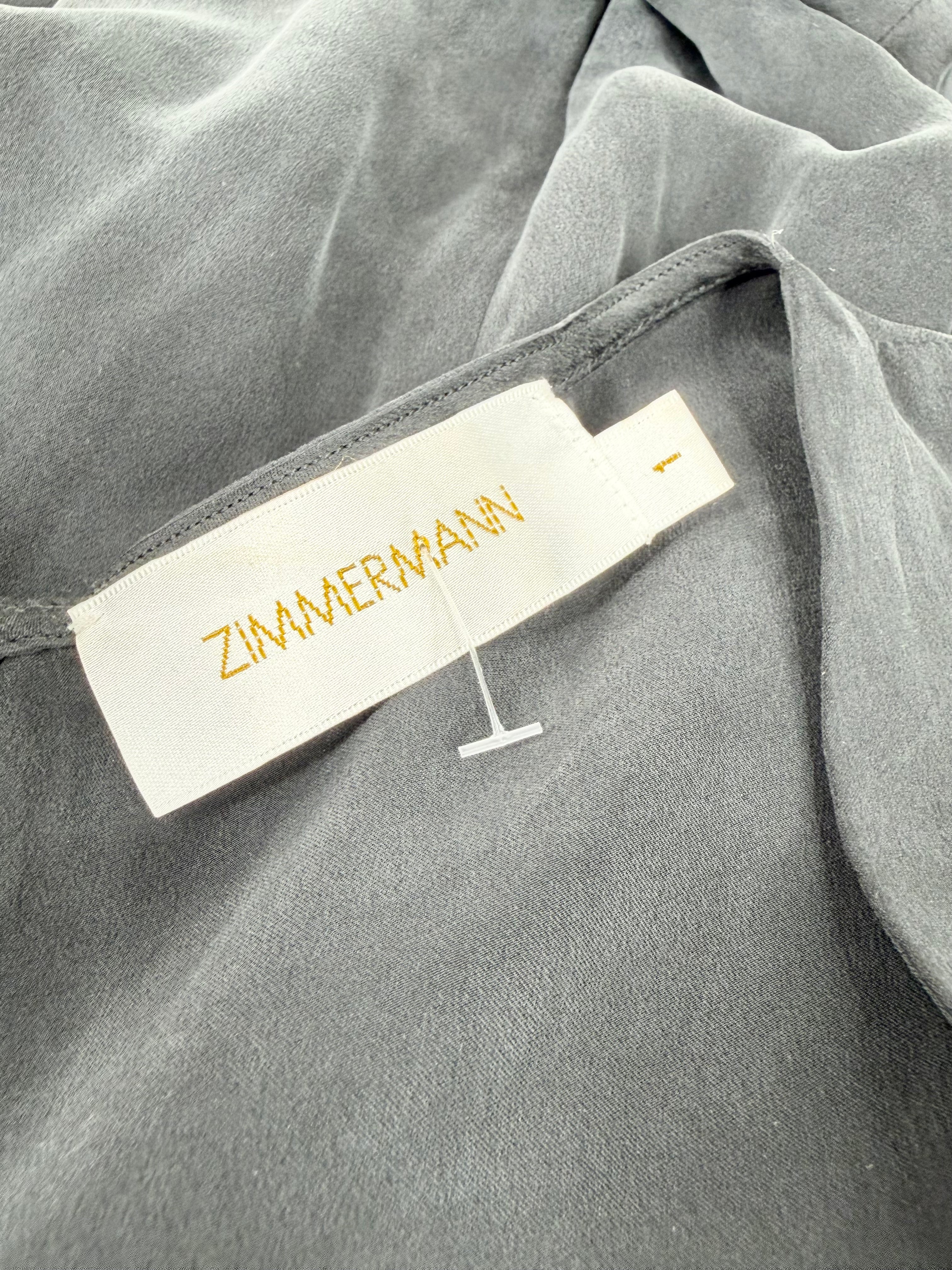 Zimmermann Black Washed Silk Playsuit - AU8/10