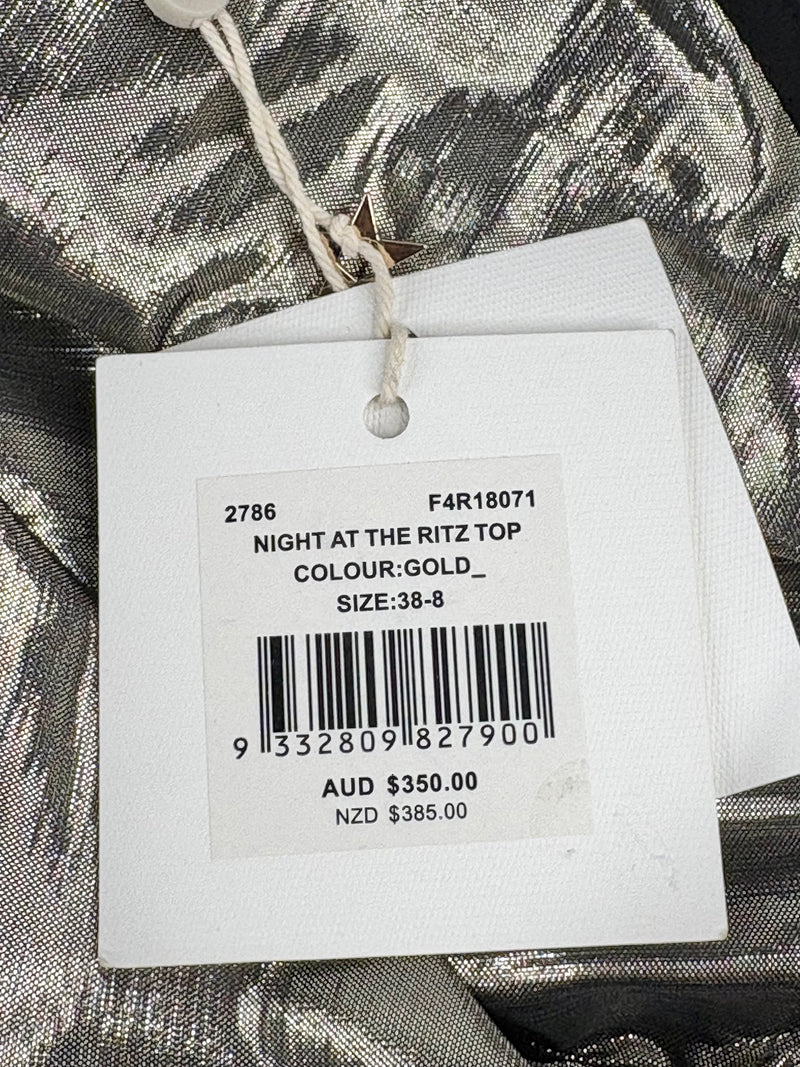 Sass & Bide Metallic Gold 'Night At The Ritz' Off-Shoulder Top - AU8