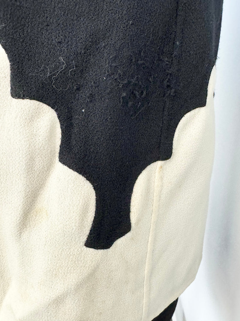 Gai Mattiolo Black & Cream Wool Jacket & Skirt - AU12