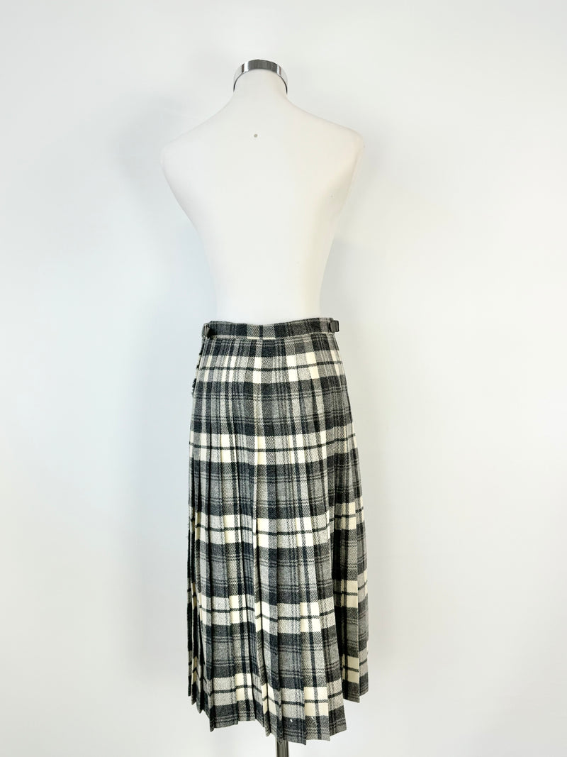 Vintage Murray Brothers  Grey & Cream Tartan Wool Kilt - AU8/10