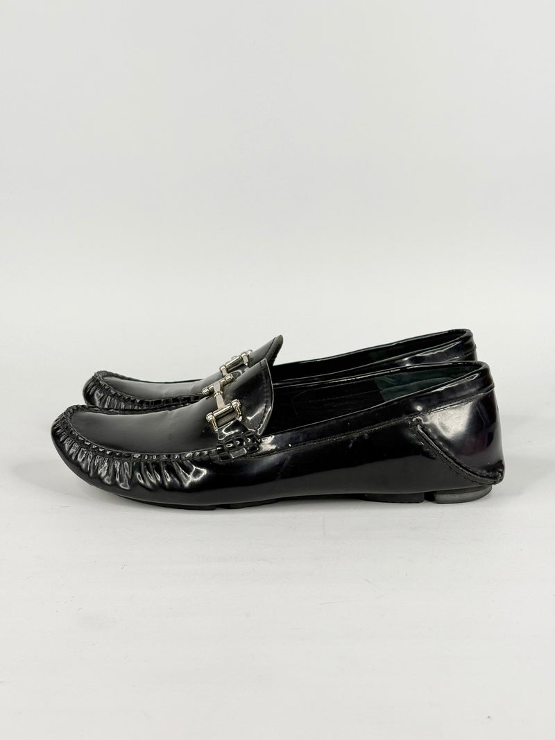 Bally Patent Black Leather 'Diadem' Horsebit Loafers - EU37