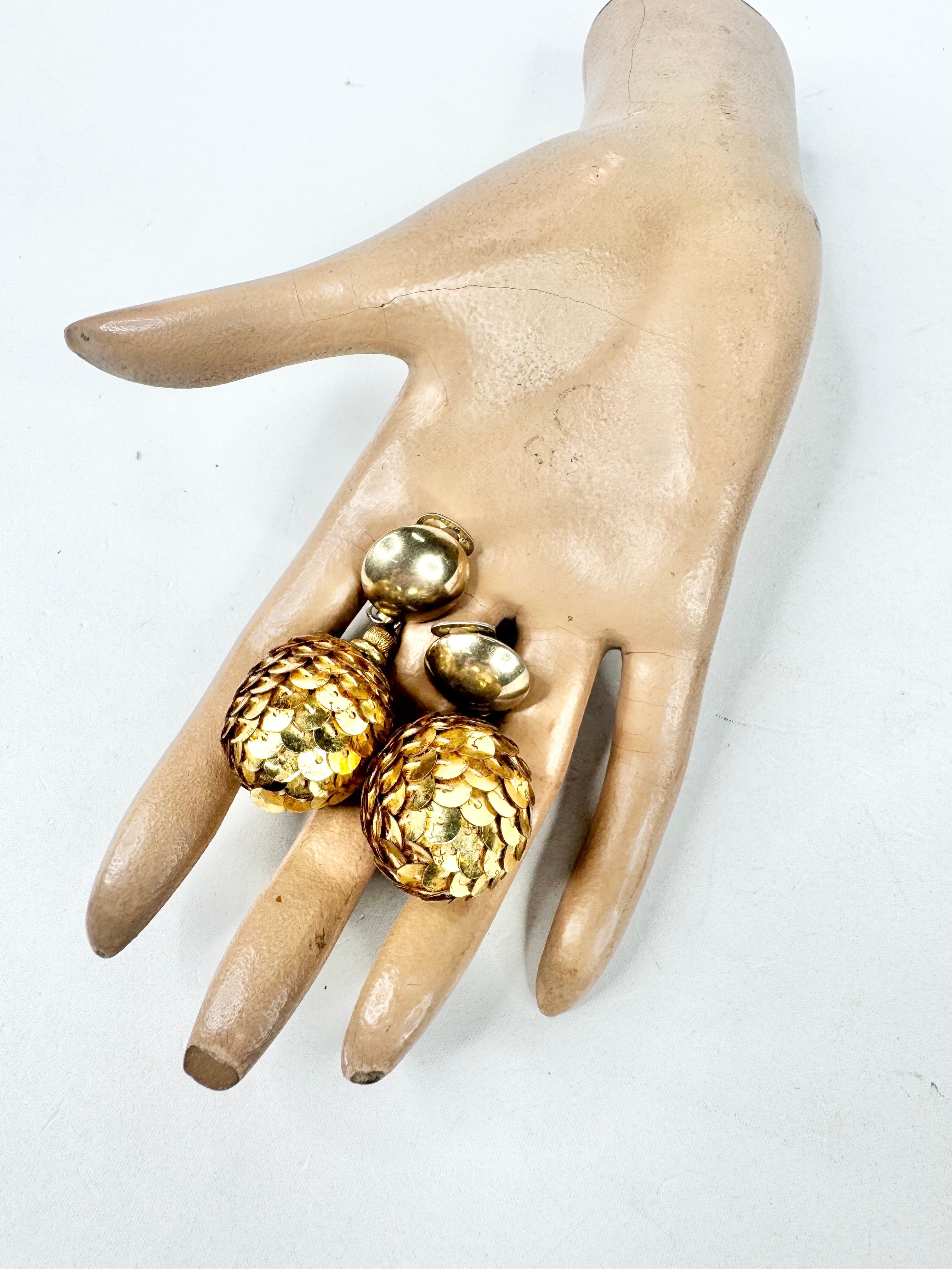 MFW Gold Sequin Drop Clip On Earrings