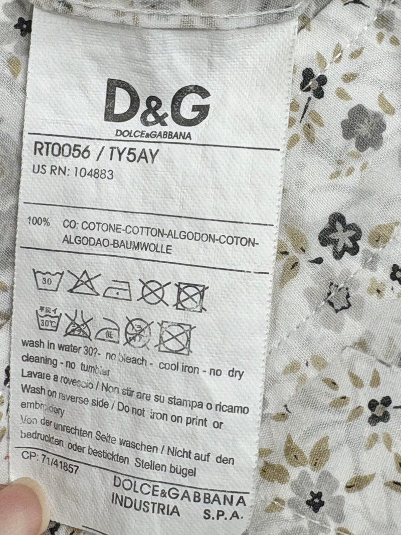 D&G Dolce & Gabbana White Micro-Floral Cotton Shirt - XXL