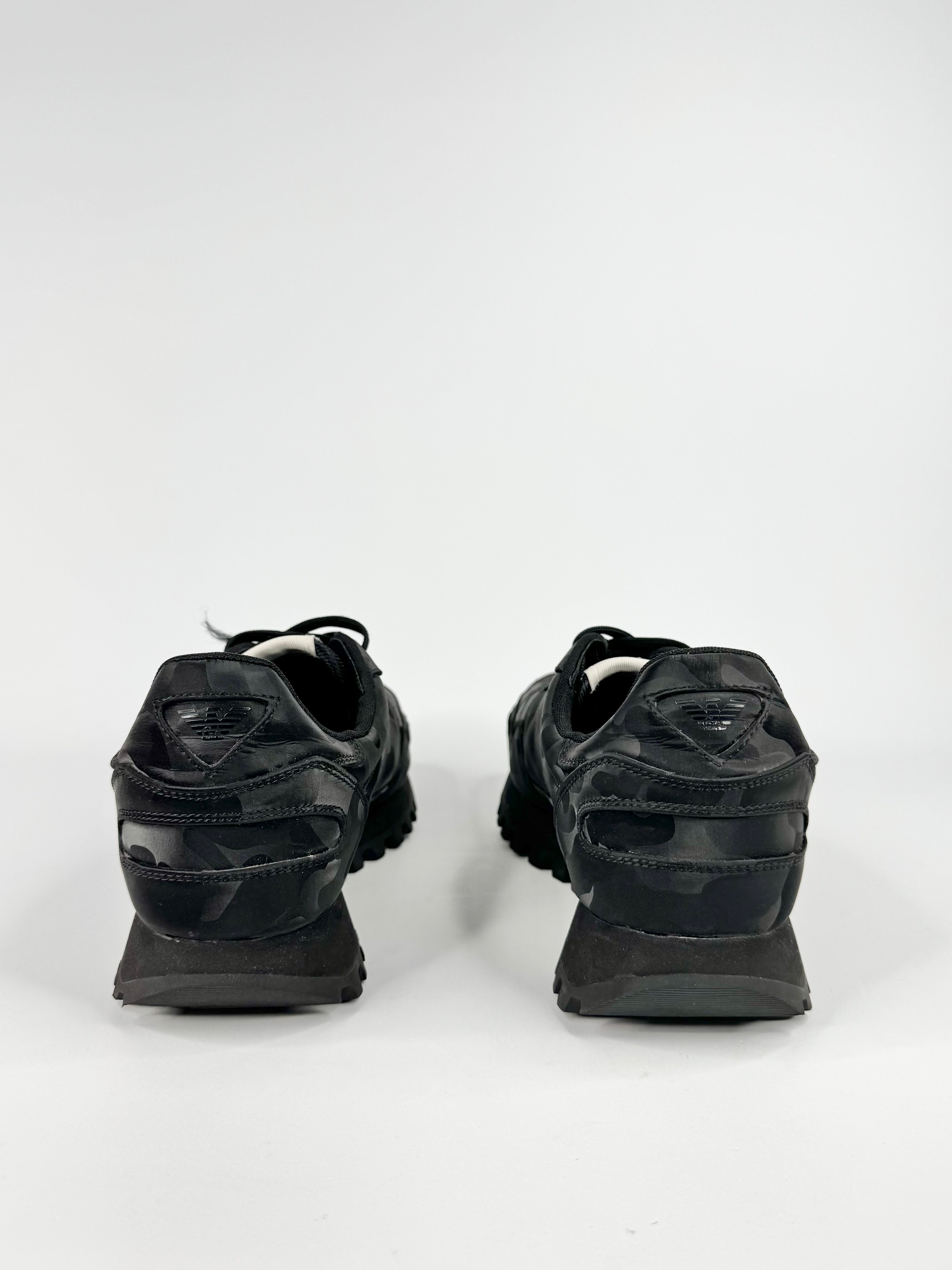 Emporio Armani Black Camo Pattern Sneakers -  EU45