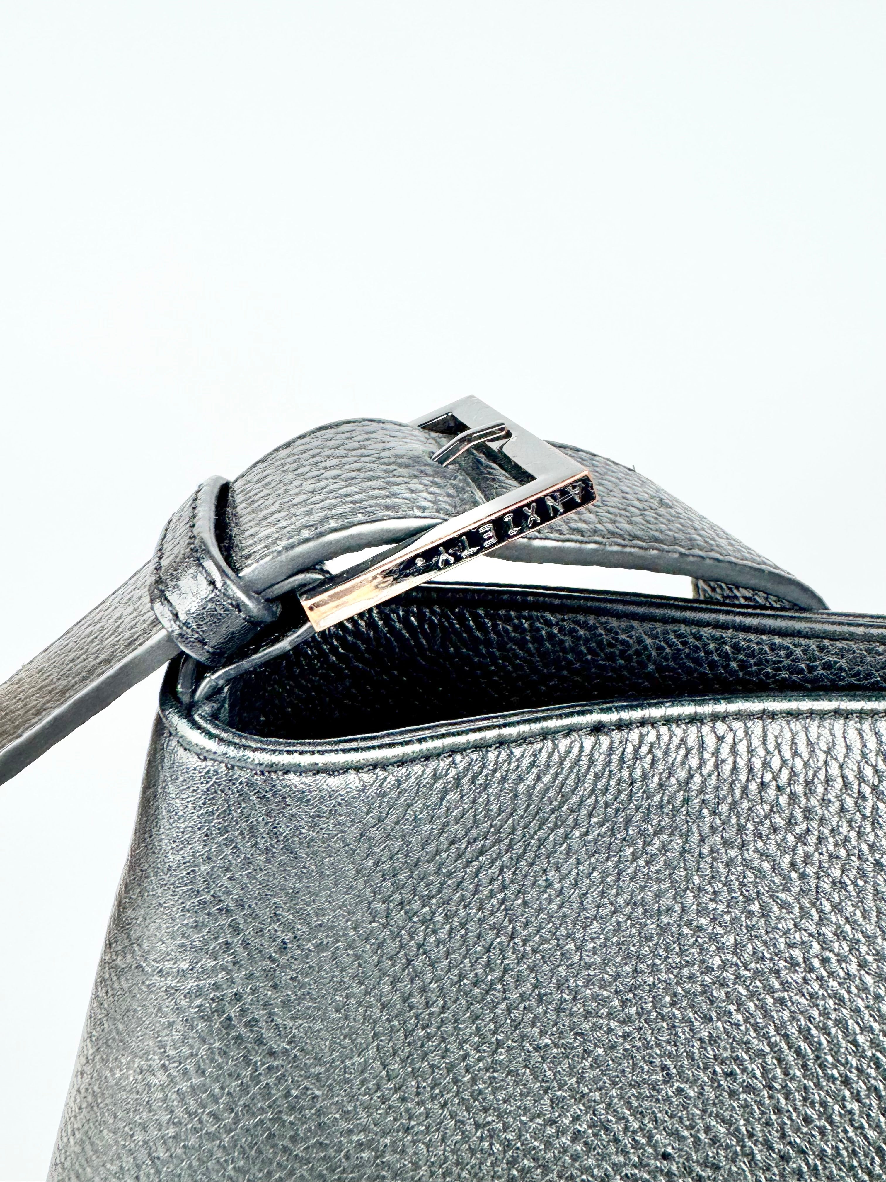 MFW Status Anxiety Black Grained Leather Shoulder Bag