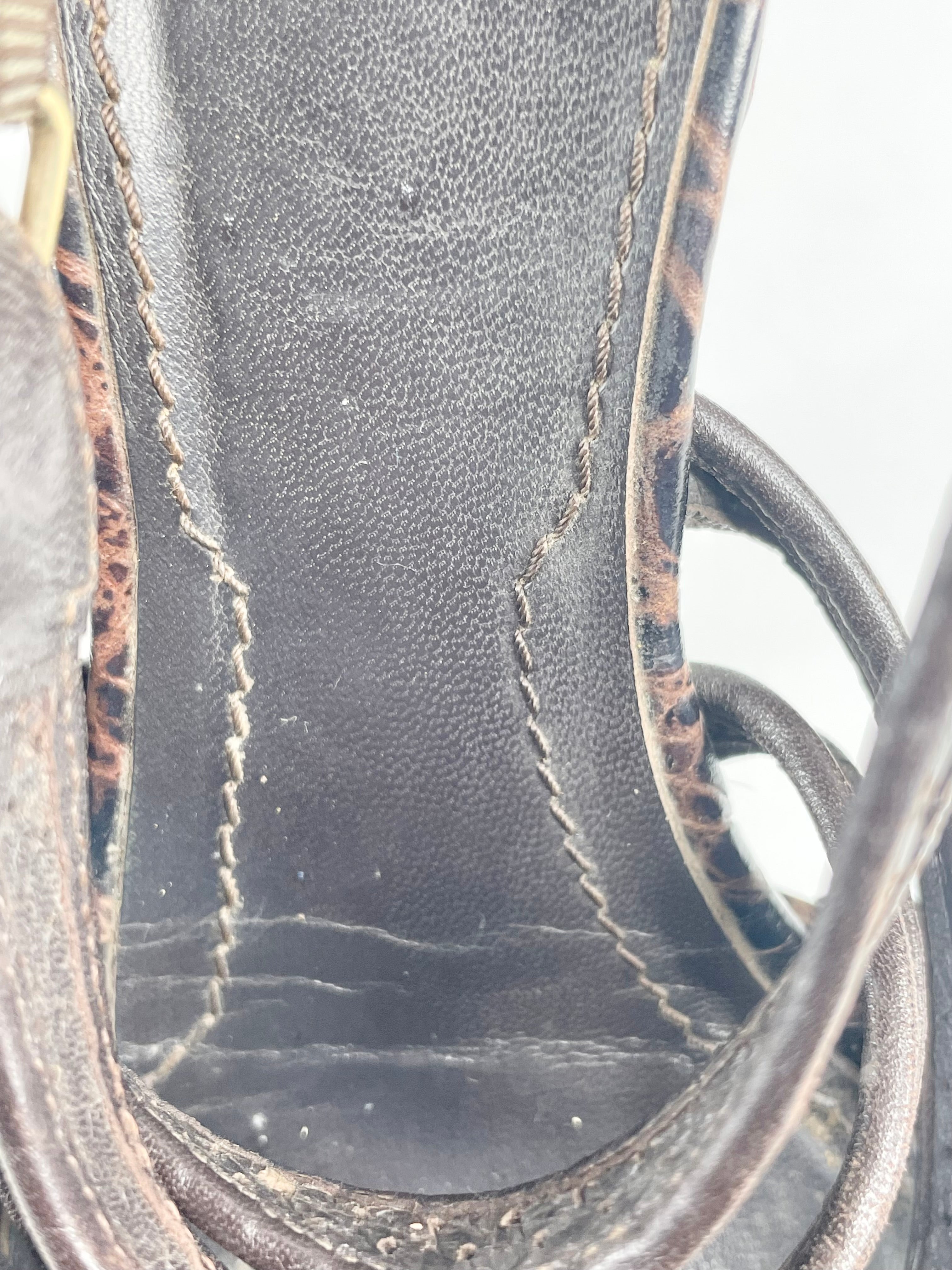 Givenchy Brown Leather Textured Cross-Strap Open Toe Sandals - EU39