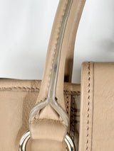 Oroton Beige Leather & Monogrammed Panel Handbag