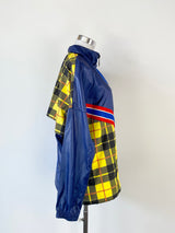 Nike Blue & Yellow Plaid Spliced Tracksuit Jacket - XS