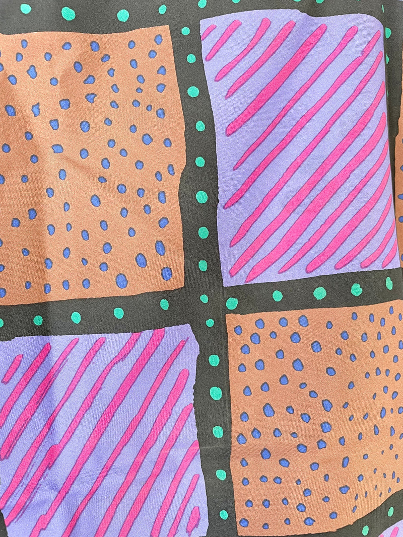 Ken Done 80s Vintage Geometric Pattern Silk Scarf