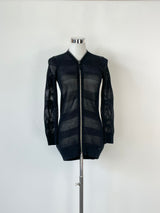 Armani Exchange Black Mesh Zip-Up Top - AU8