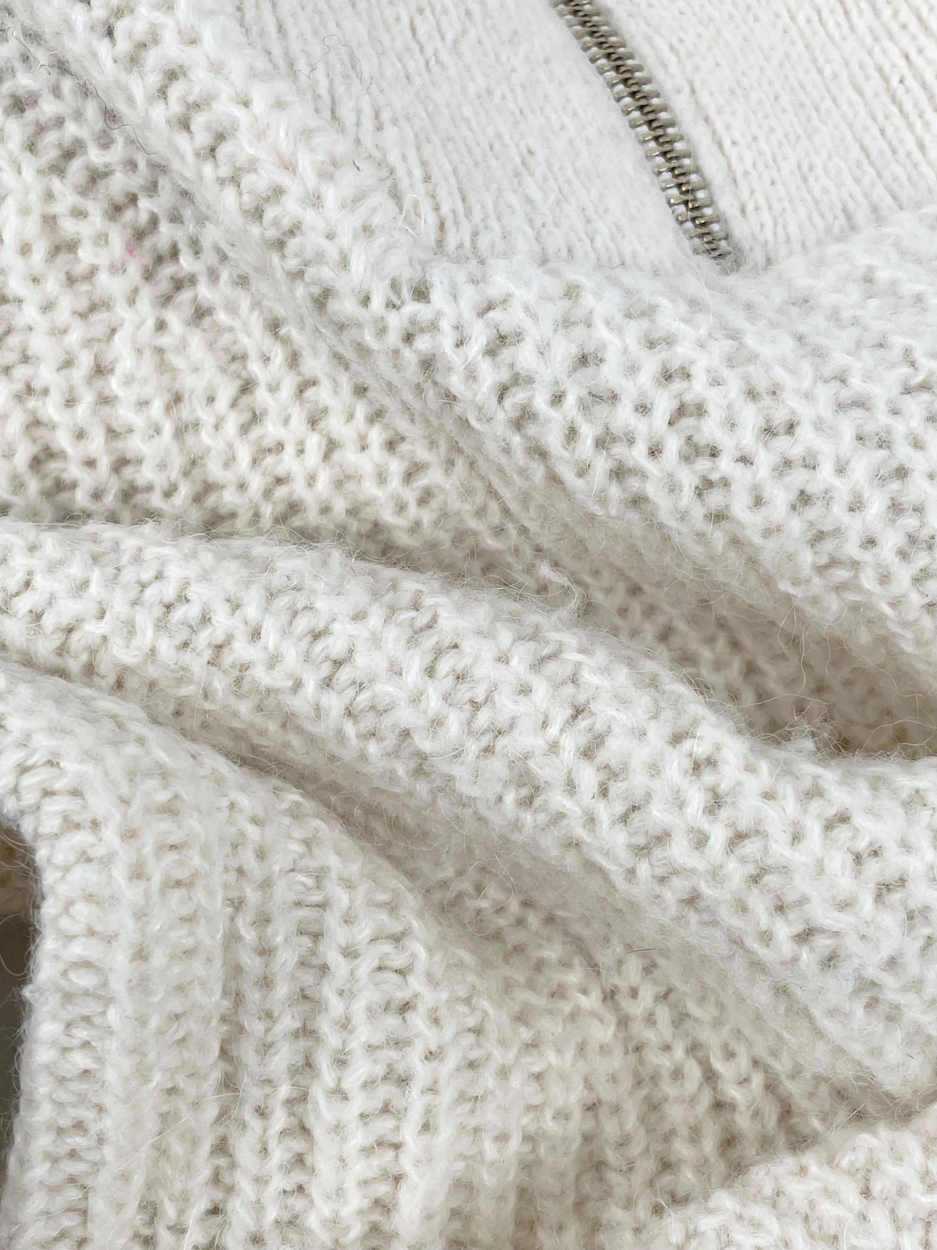 Reiss Cream Ribbed Zip Neck 'Safia' Sweater - AU8