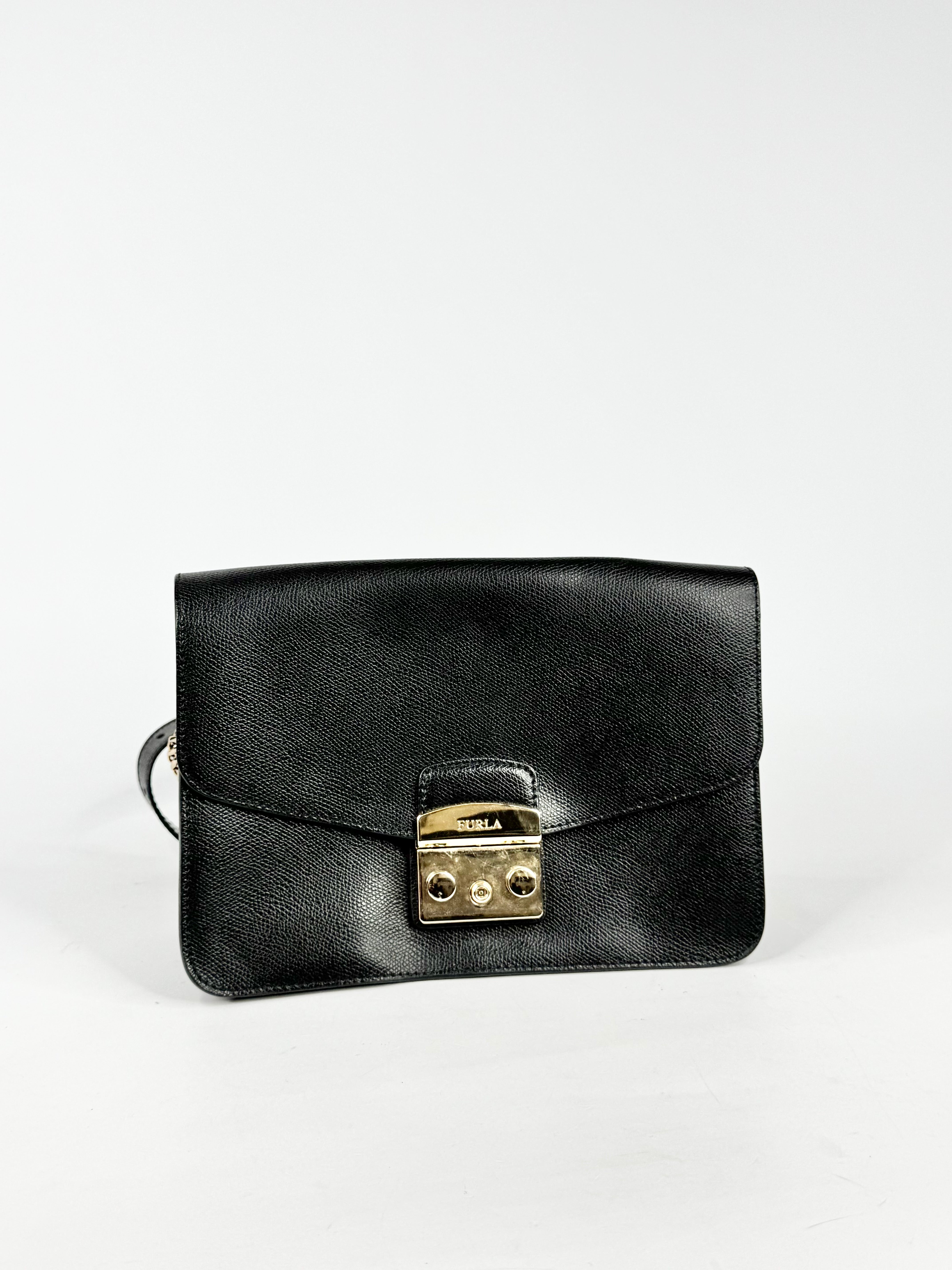 Furla Black Leather Cross Body Bag