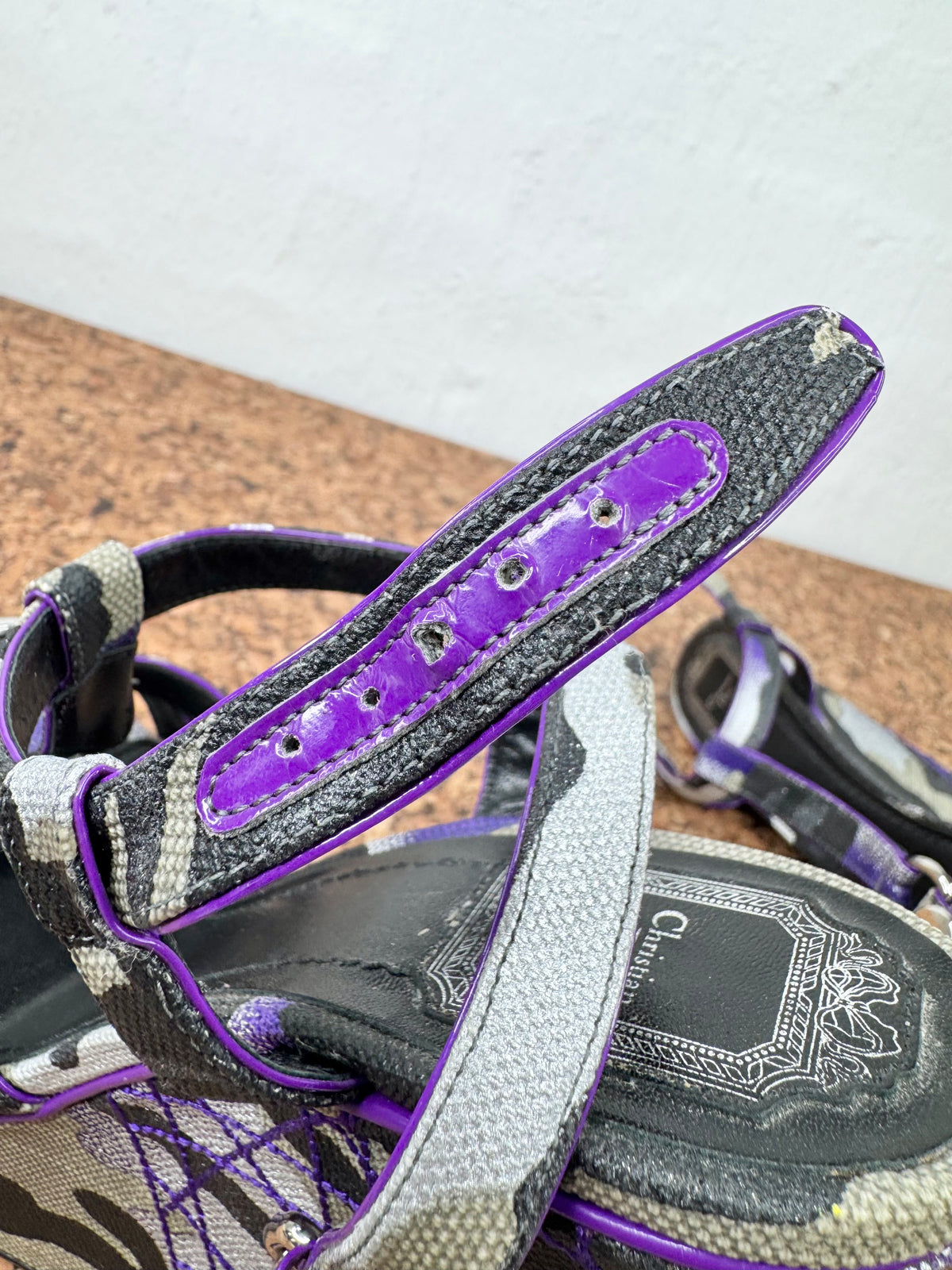 Christian Dior x Anselm Reyle Purple & Grey Strappy Platform Wedges - EU40