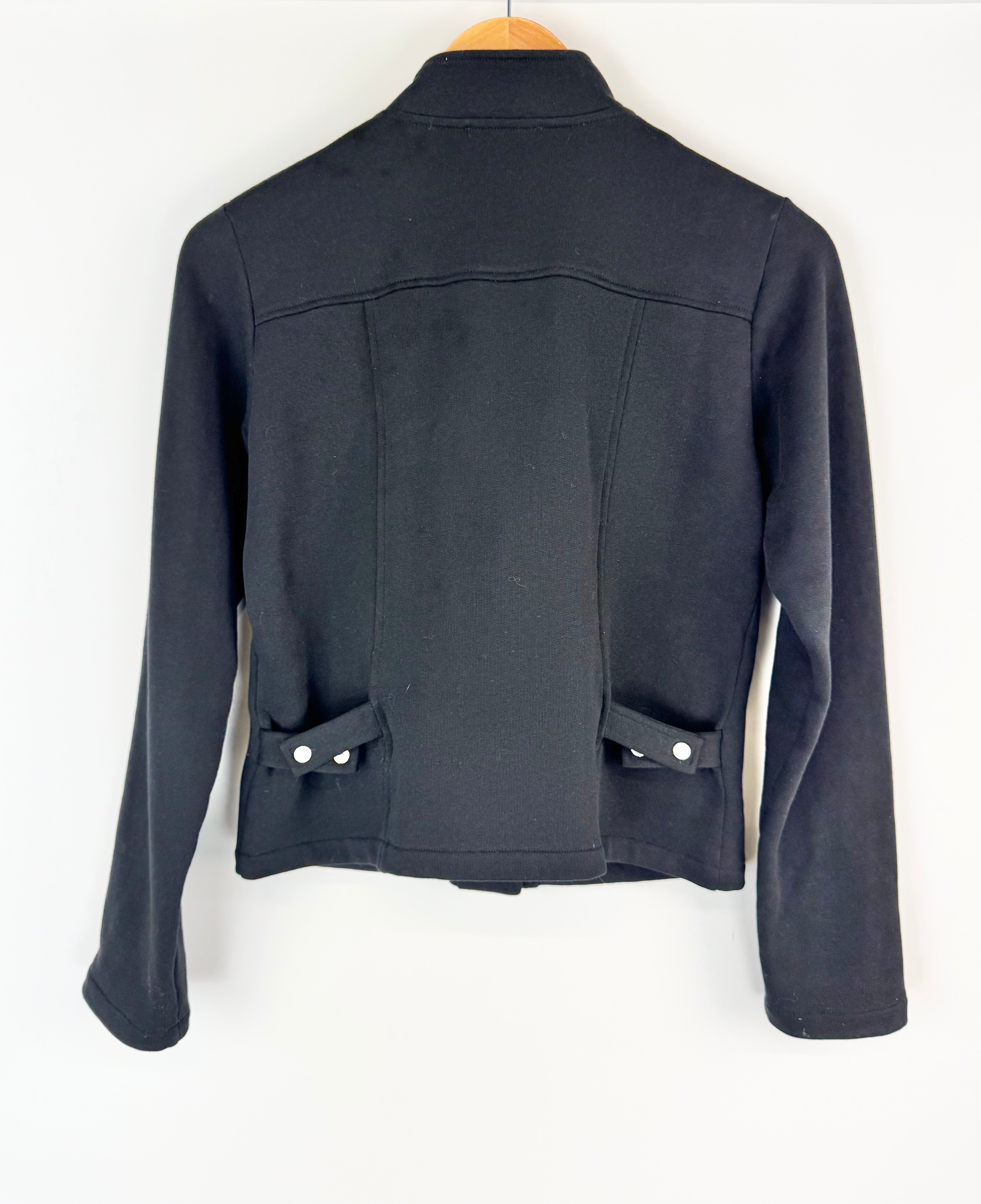 Agnès B Black Asymmetrical Buttoned Cotton Jacket - AU8/10