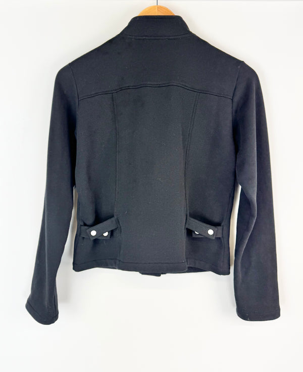 Agnès B Black Asymmetrical Buttoned Cotton Jacket - AU8/10