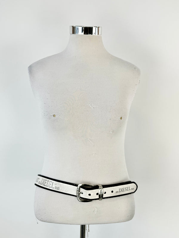 Diesel White & Black Logo Belt - XL