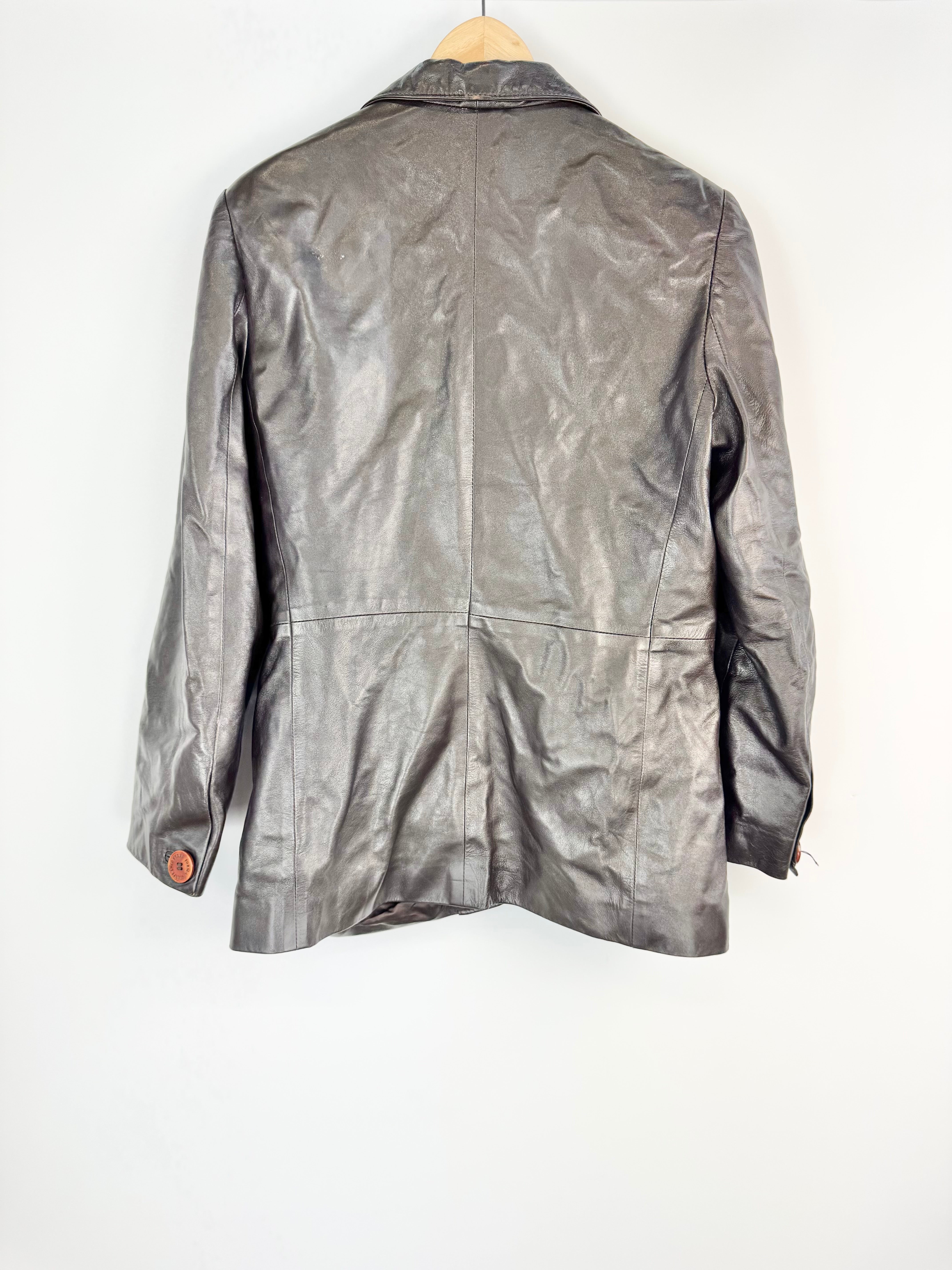 Vintage 90s Gianfranco Ferre Forma Brown Leather Jacket - AU10