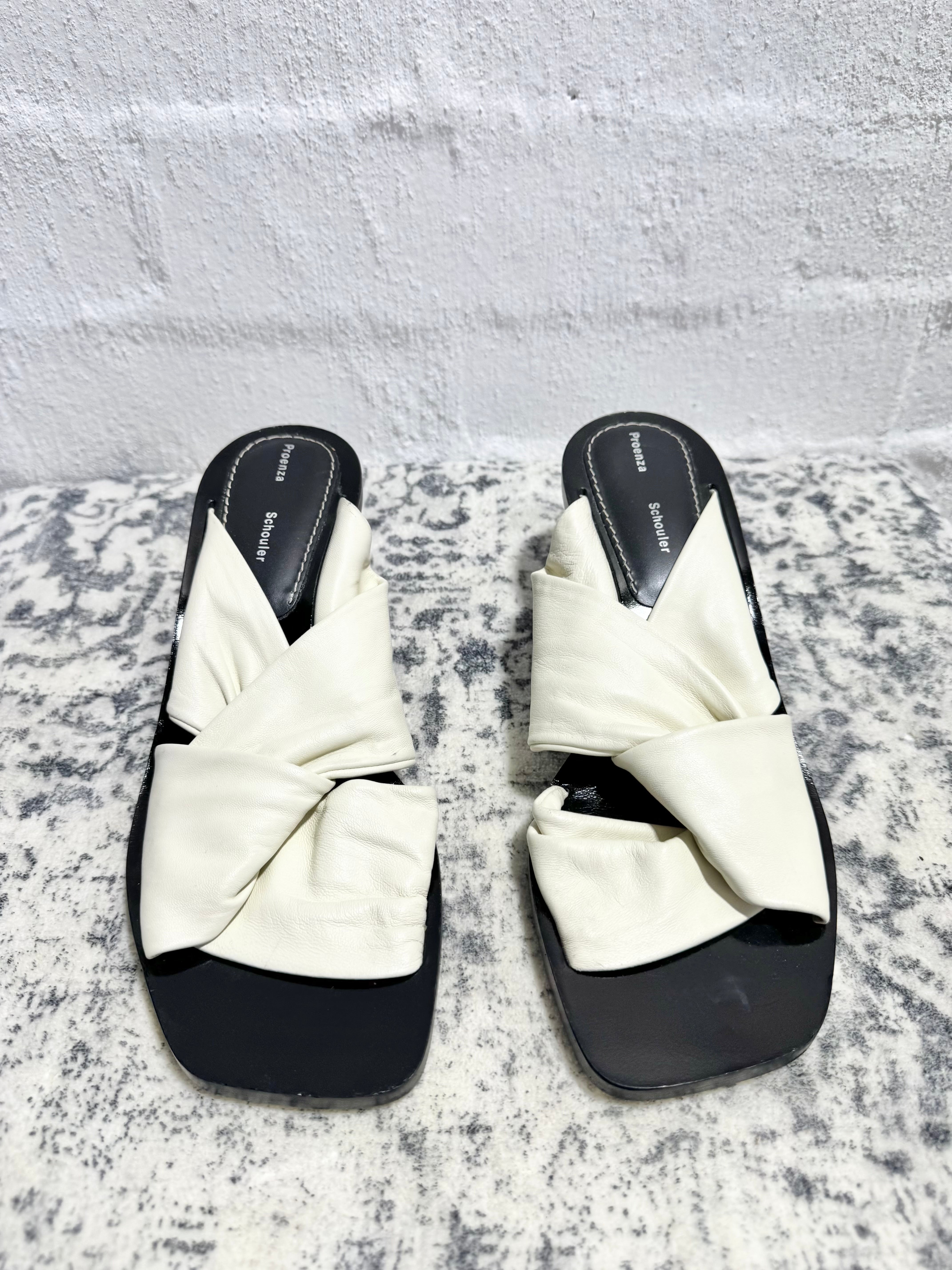 Proenza Schouler Cream & Black Mules - EU40.5