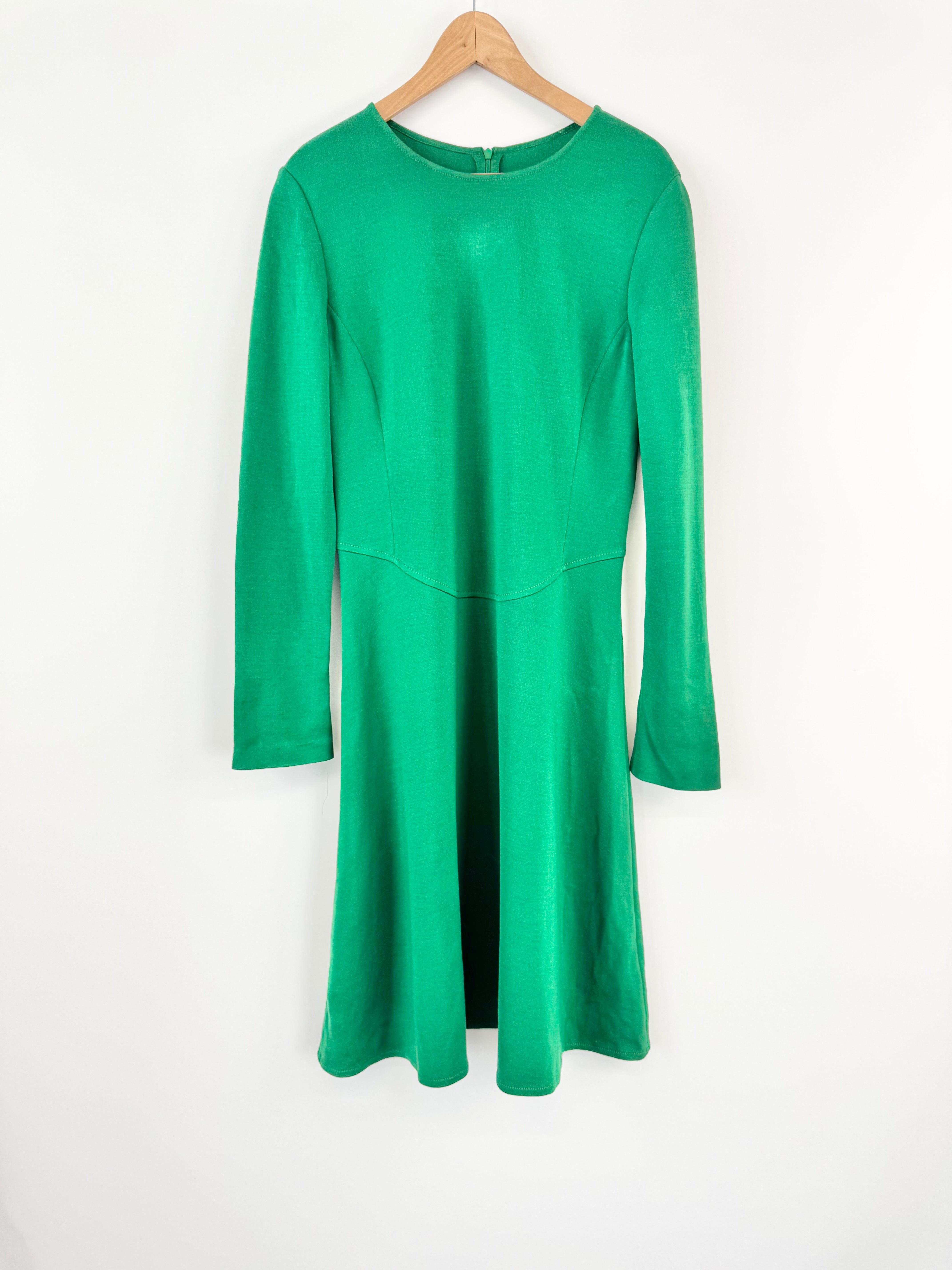 St John Emerald Green Wool Blend Dress - AU14/16