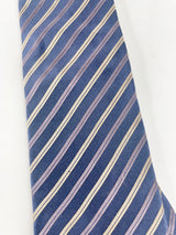 Giorgio Armani Navy Blue Silk Striped Tie