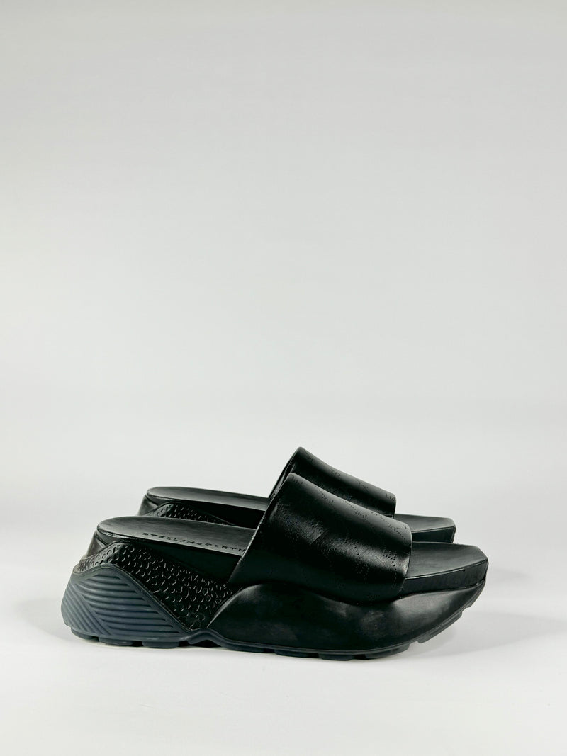 Stella McCartney Black Chunky Sole Slides - EU39