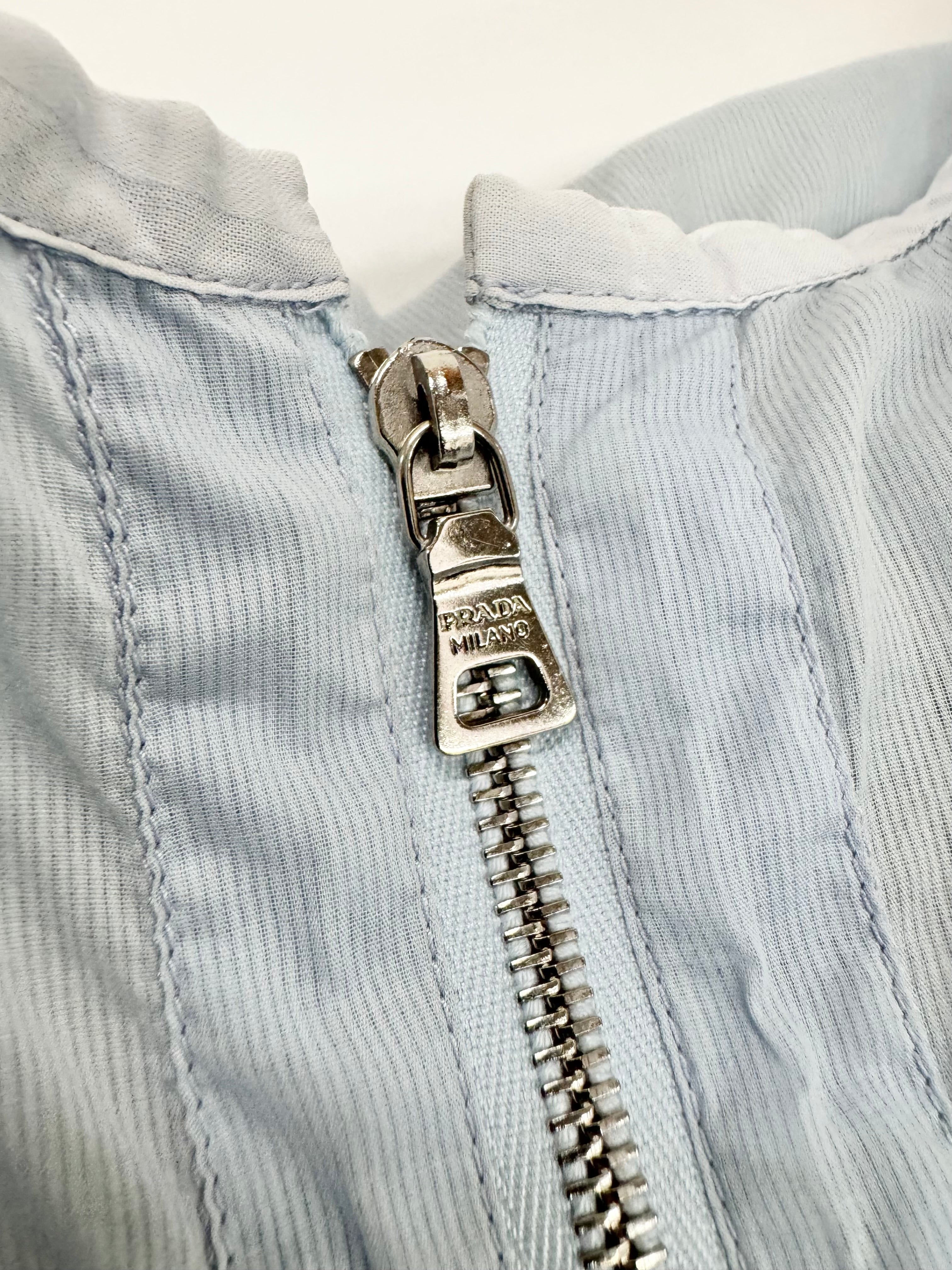 Prada Linea Rossa Blue Zip Front Corset Top - AU8
