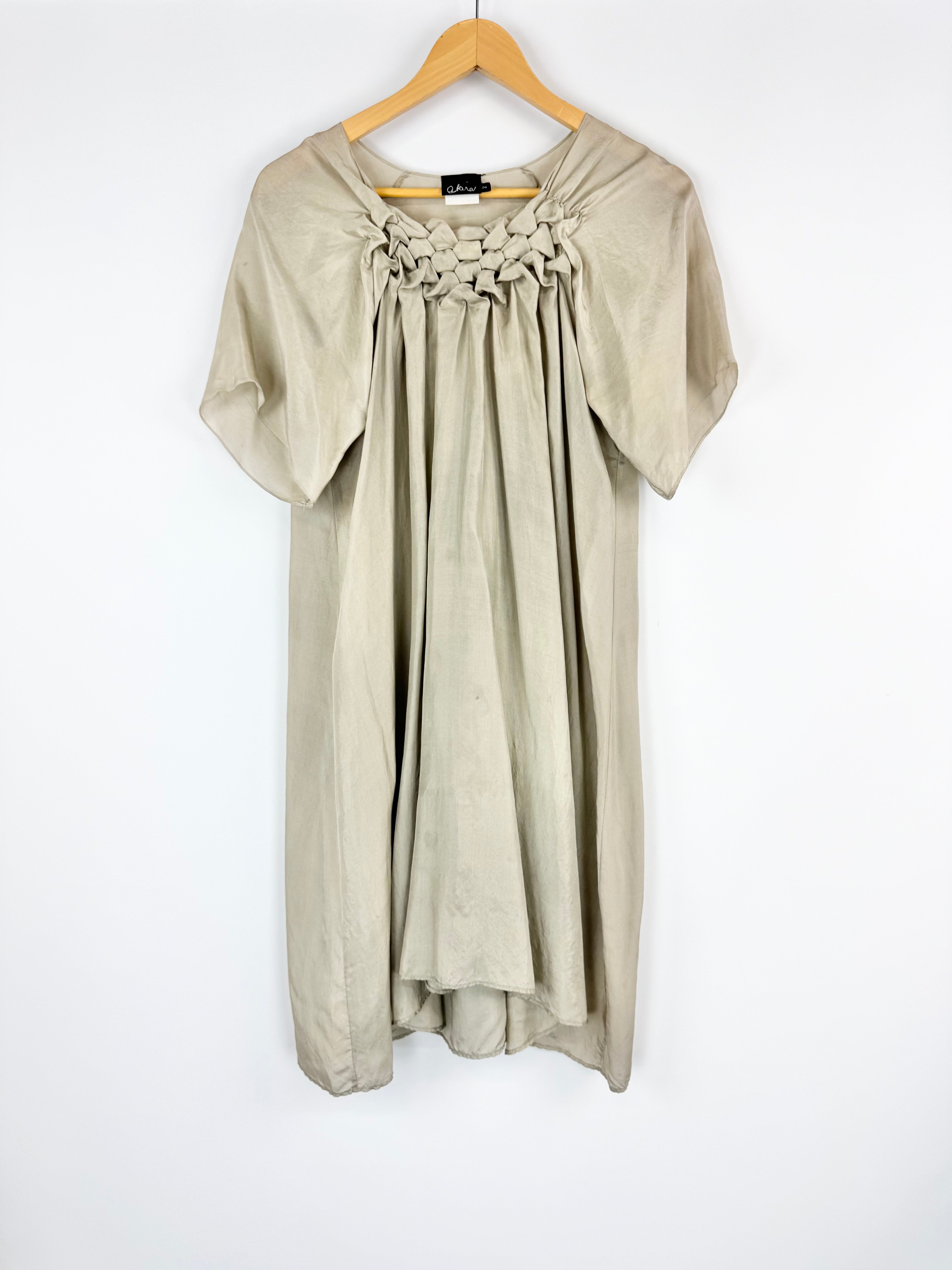 Akira Champagne Silk Shift Dress - AU10