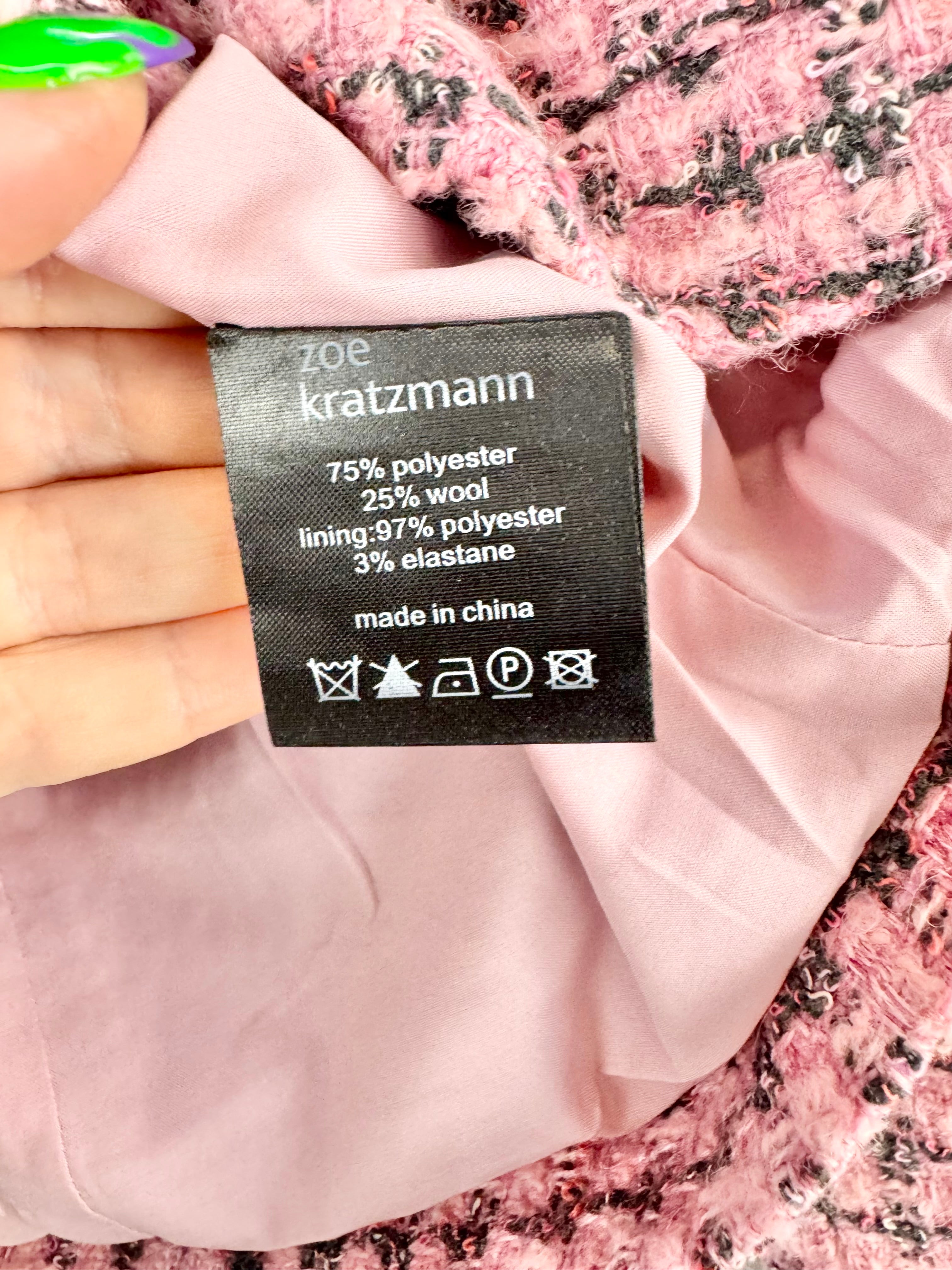 Zoe Kratzmann 'Adjoin' Rose Boucle Jacket - AU16/18