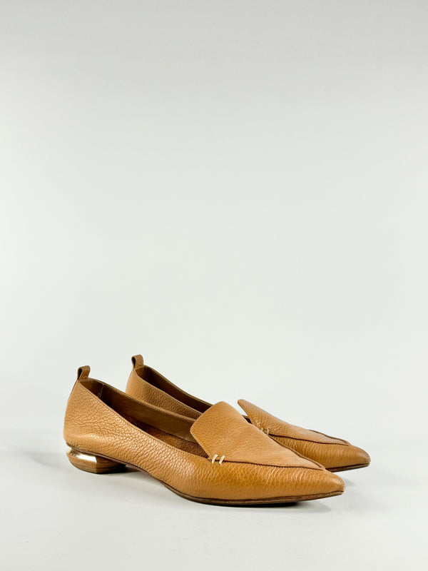 Nicholas Kirkwood Tan Pointed Toe Loafers - EU40