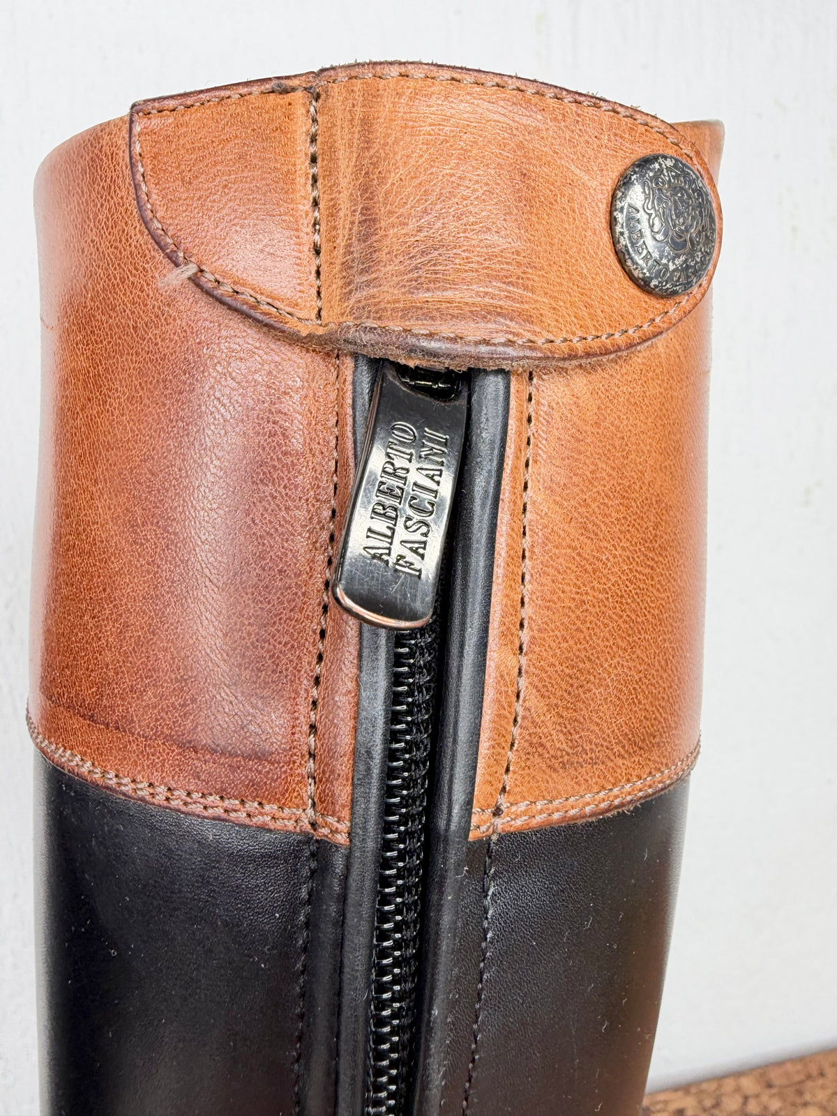 Alberto Fasciani Black & Tan Leather Riding Boots - EU39
