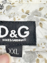 D&G Dolce & Gabbana White Micro-Floral Cotton Shirt - XXL