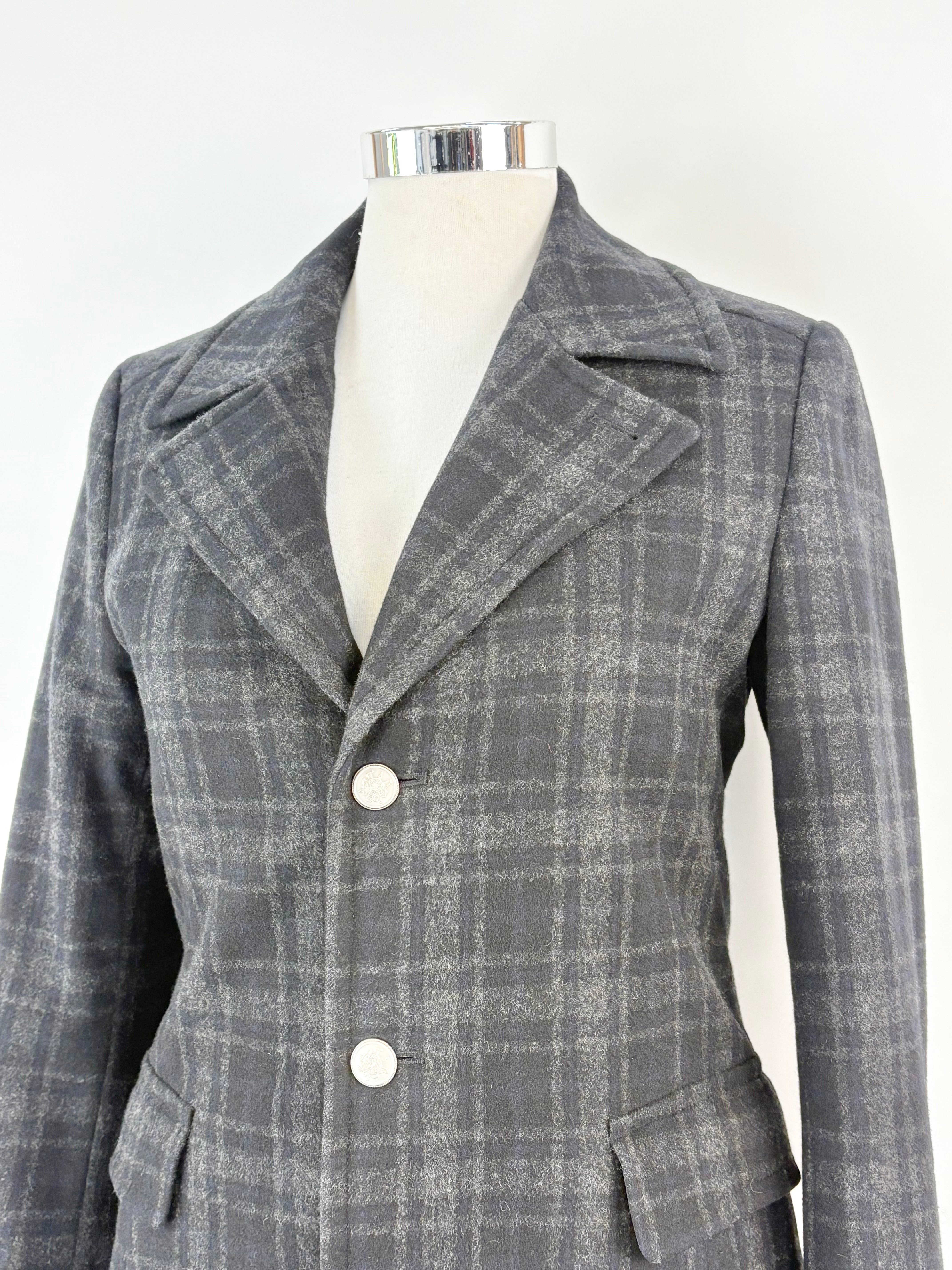 Renoma Paris Black & Grey Striped Wool-Blend Coat - L